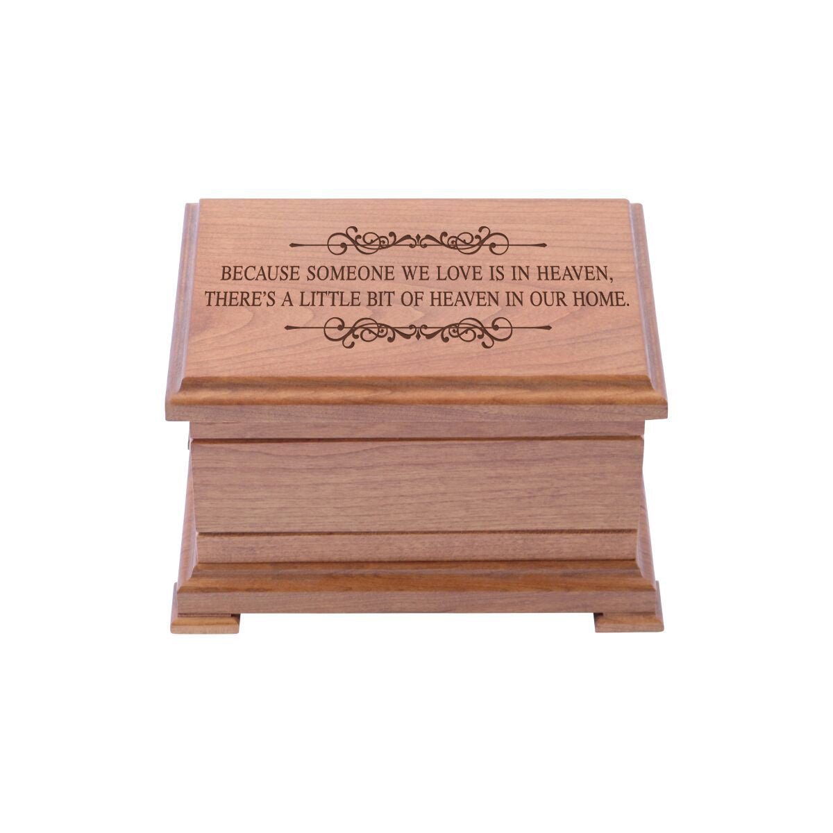 Engraved Wooden Urn Box for Human Ashes 9.75" x 7.75" x 4.25" holds 210 cu in Someone We Love - LifeSong Milestones