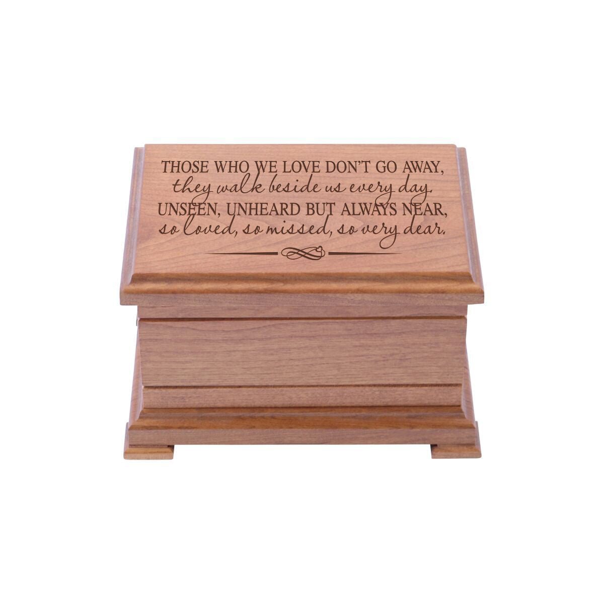 Engraved Wooden Urn Box for Human Ashes 9.75" x 7.75" x 4.25" holds 210 cu in Those Who We Love - LifeSong Milestones