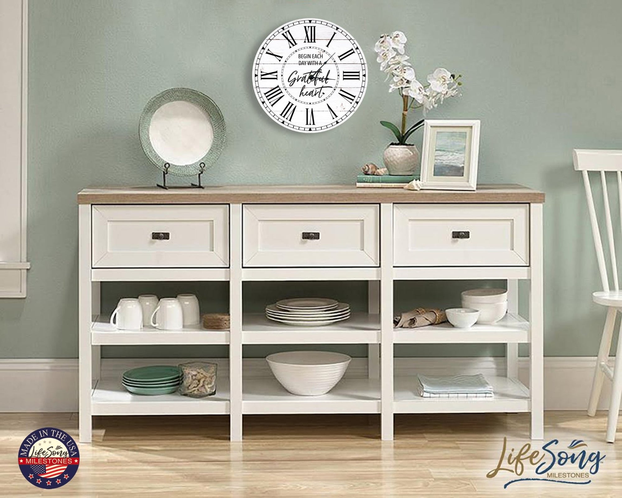 Everyday Home and Family Clock 12” x .0125” Begin Each Day - LifeSong Milestones