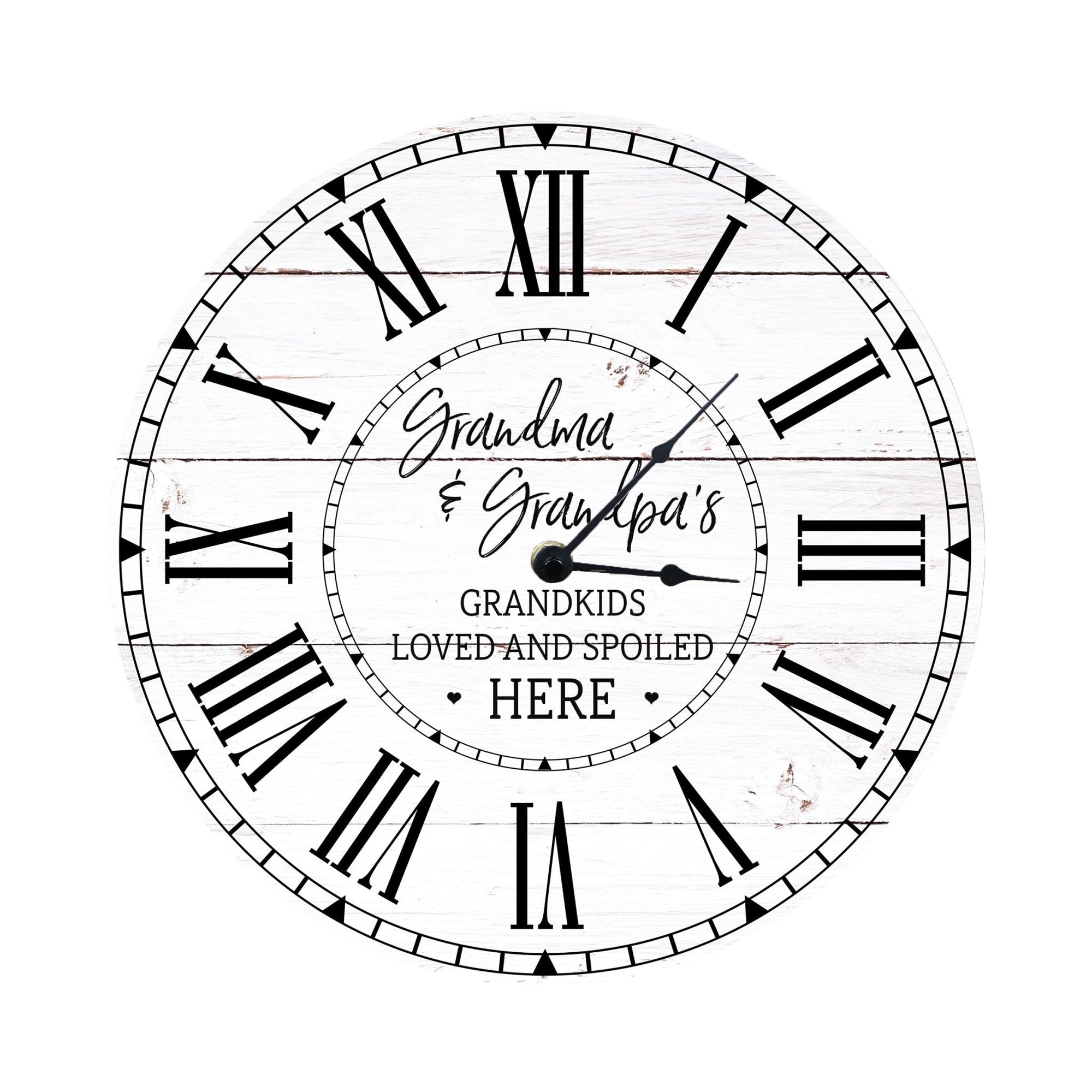 Everyday Home and Family Clock 12” x .0125” Grandma Grandpa Grandkids Spoiled - LifeSong Milestones