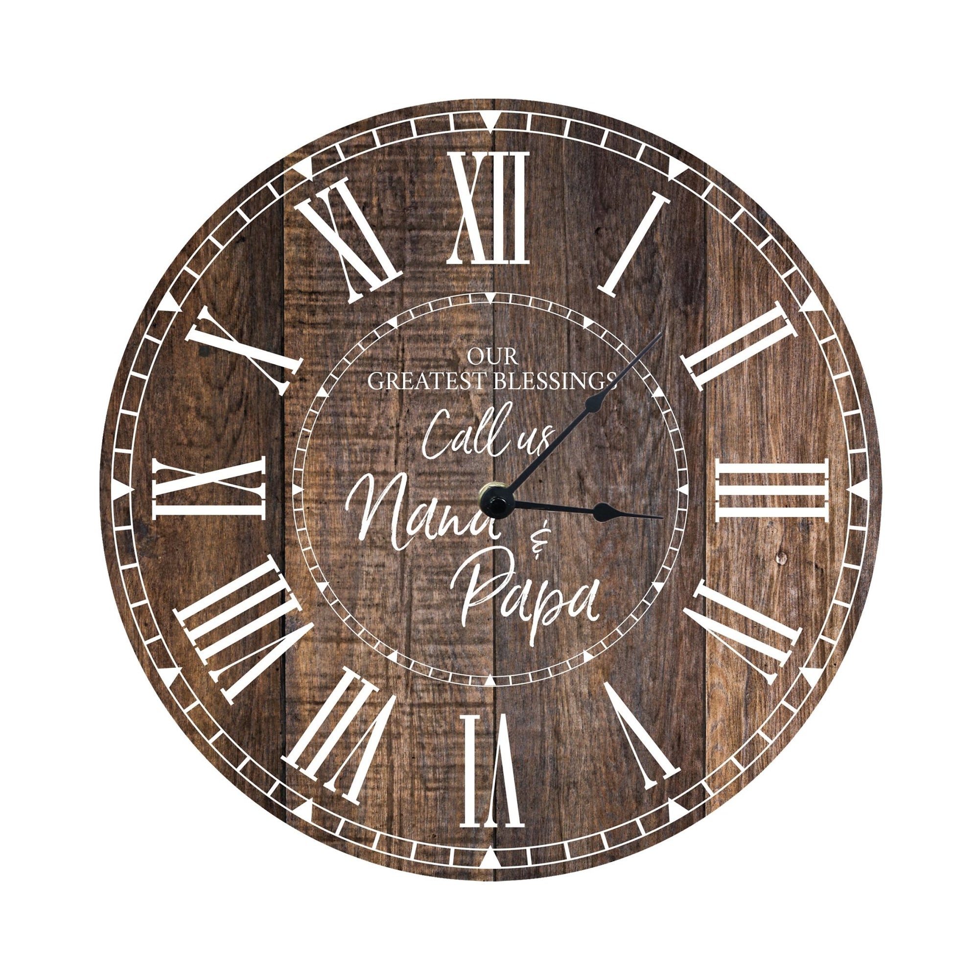 Everyday Home and Family Clock 12” x .0125” Nana Papa Greatest Blessings - LifeSong Milestones