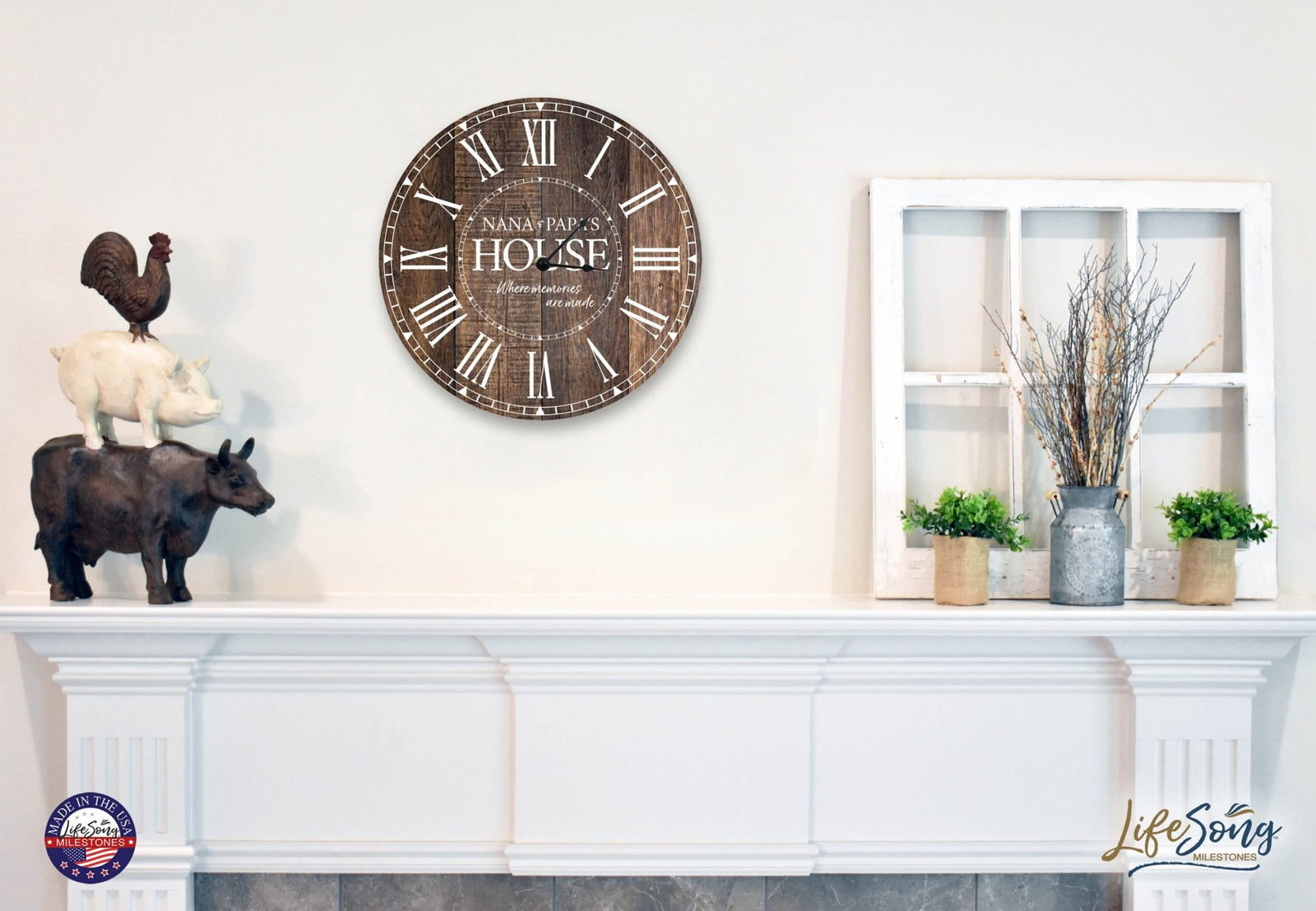 Everyday Home and Family Clock 12” x .0125” Nana Papa Memories - LifeSong Milestones