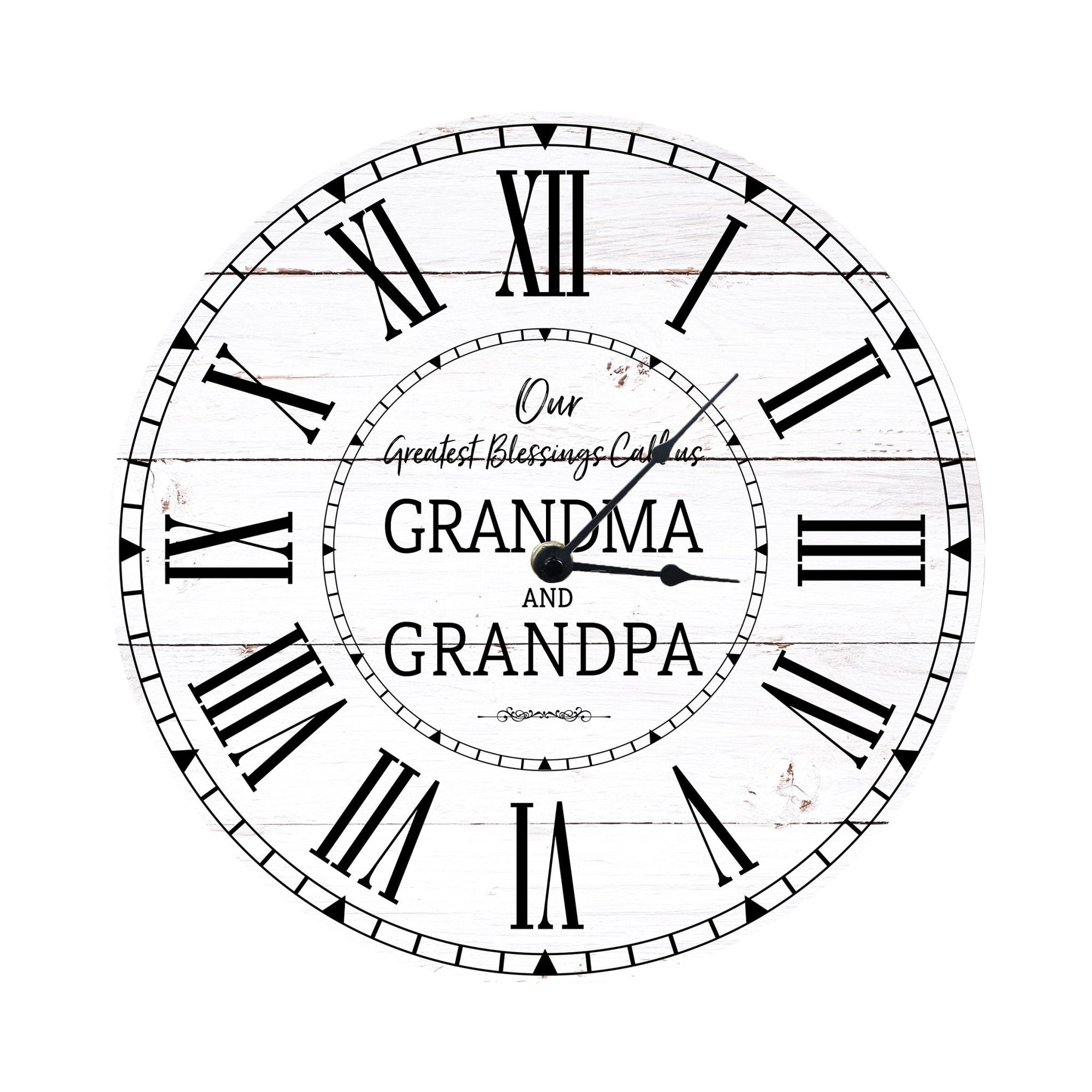 Everyday Home and Family Clock 12” x .0125” Our Greatest Blessings Grandma Grandpa - LifeSong Milestones