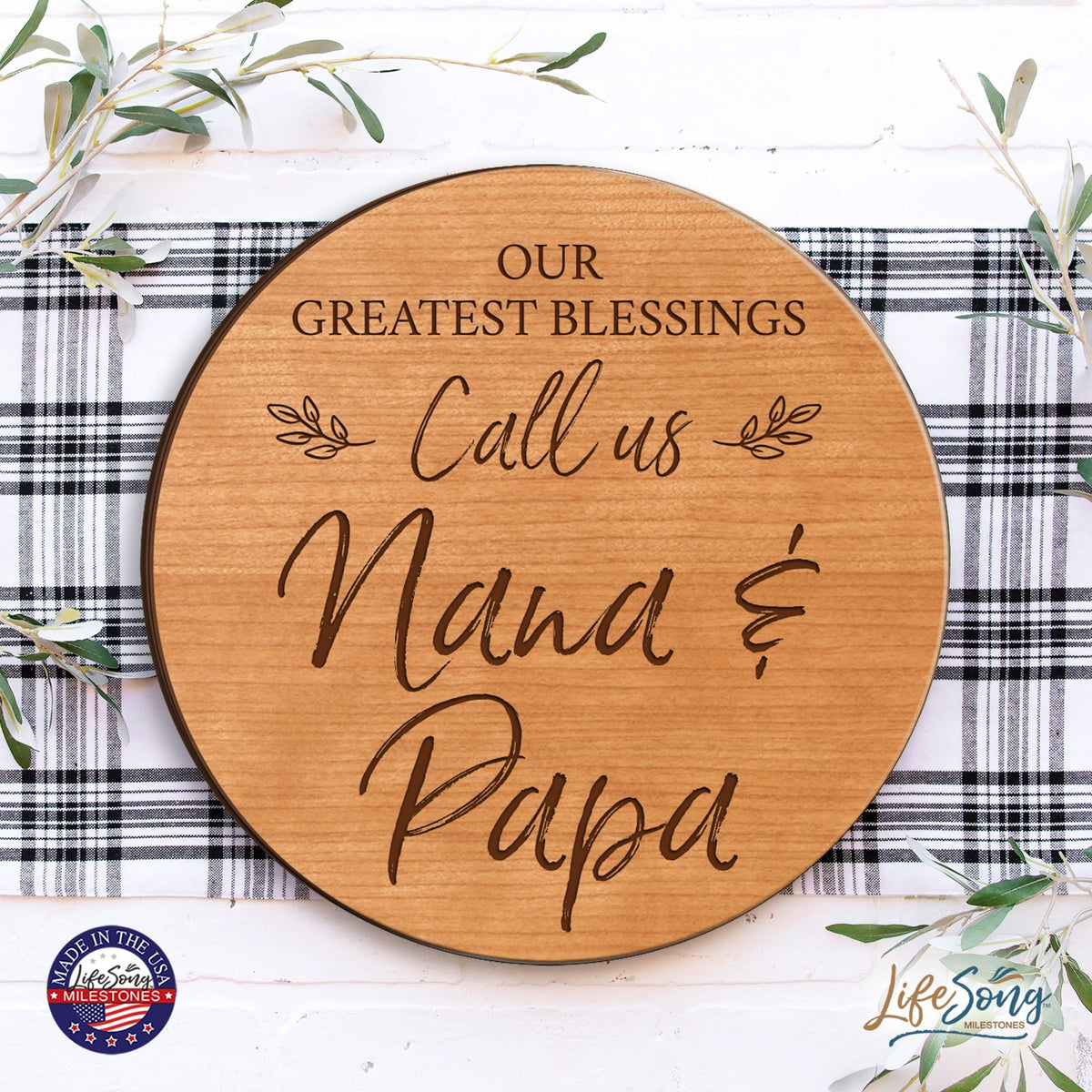 Everyday Lazy Susan 12x12 Greatest Blessings Nana & Papa - LifeSong Milestones