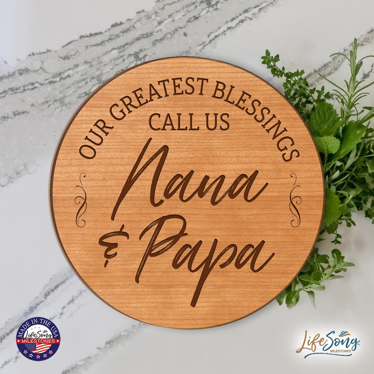 Everyday Lazy Susan 12x12 Greatest Blessings Nana & Papa - LifeSong Milestones