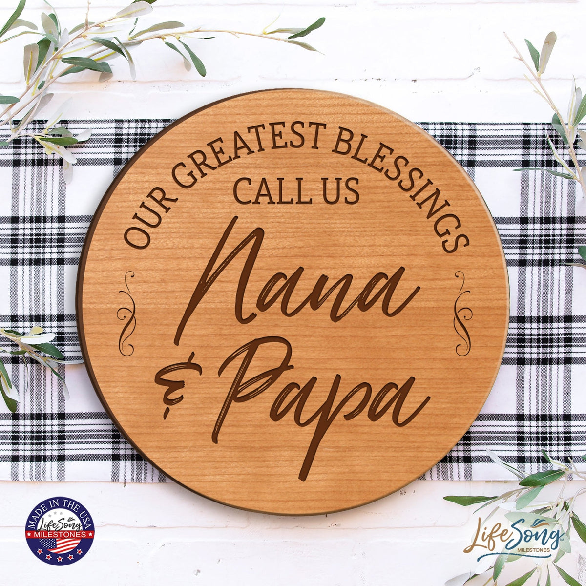 Everyday Lazy Susan 12x12 Greatest Blessings Nana & Papa - LifeSong Milestones