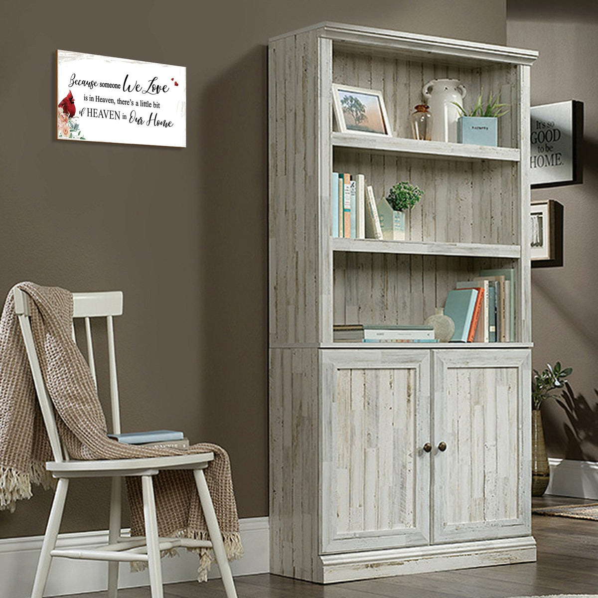 An elegant wooden memorial wall plaque adorned with a cardinal, designed to honor and cherish the memory of your loved one.