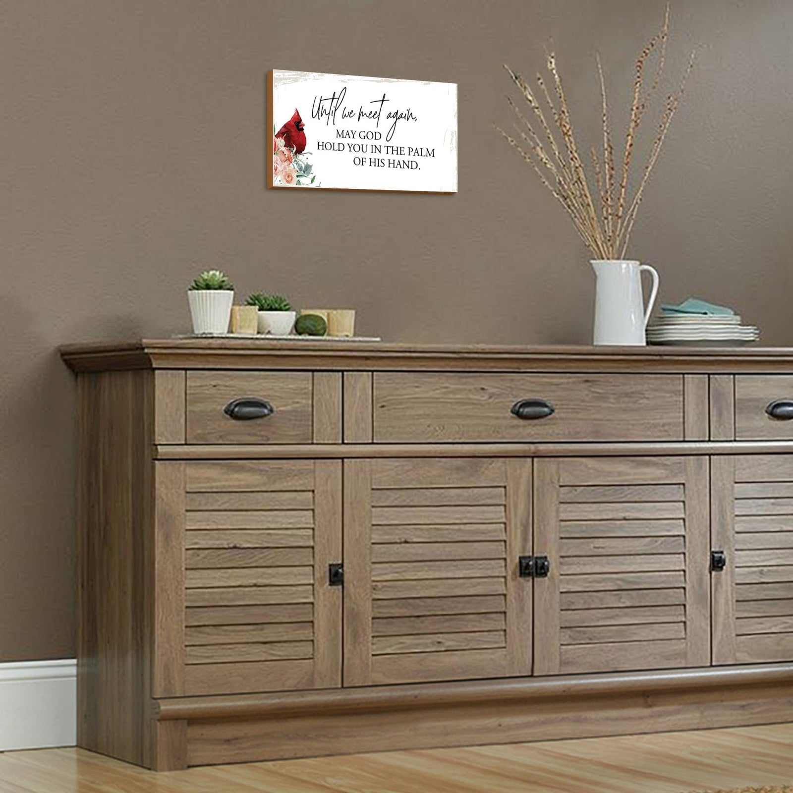 Memorial gifts for the loss of a loved one: A meaningful wooden plaque with a cardinal motif.