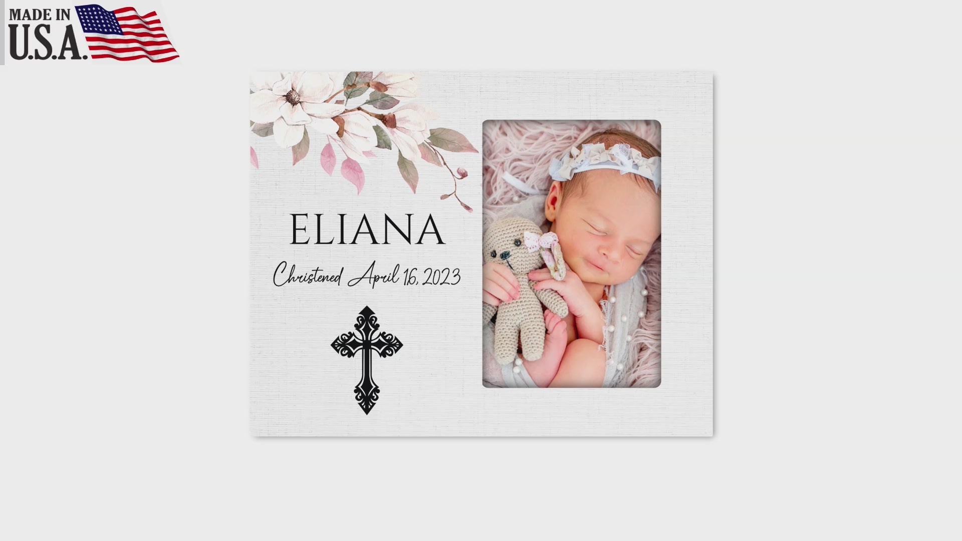 Personalized Wooden Christening Picture Frame - LifeSong Milestones