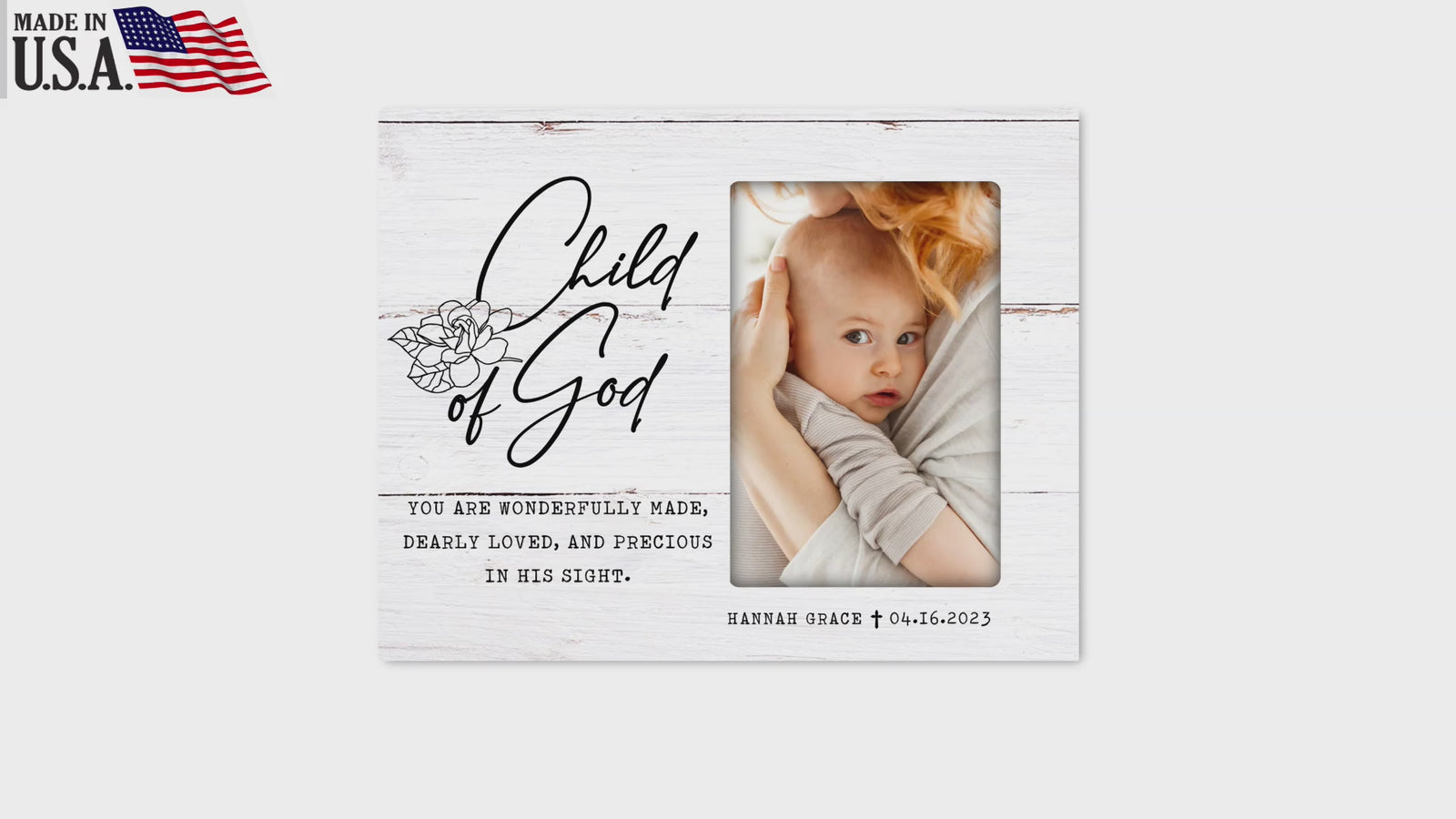 Personalized Baby Baptism Wooden Picture Frame