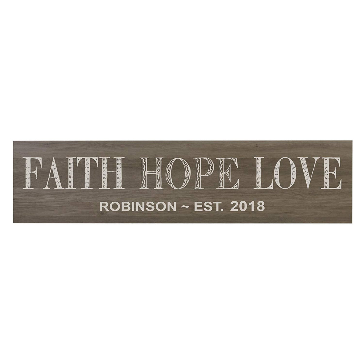 Faith Hope Love Wooden Wall Sign Art Size 10 x 40 - LifeSong Milestones