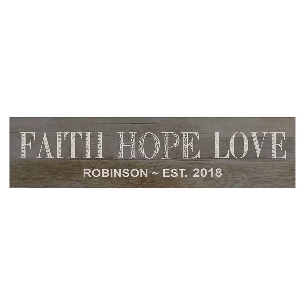 Faith Hope Love Wooden Wall Sign Art Size 10 x 40 - LifeSong Milestones