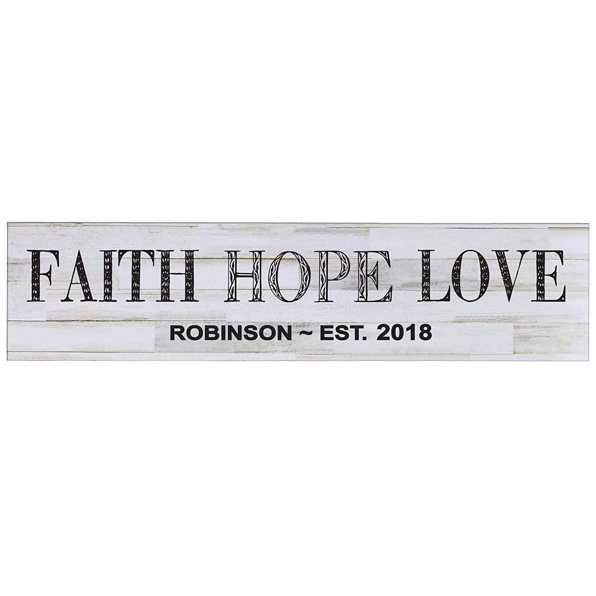 Faith Hope Love Wooden Wall Sign Art Size 10 x 40 - LifeSong Milestones