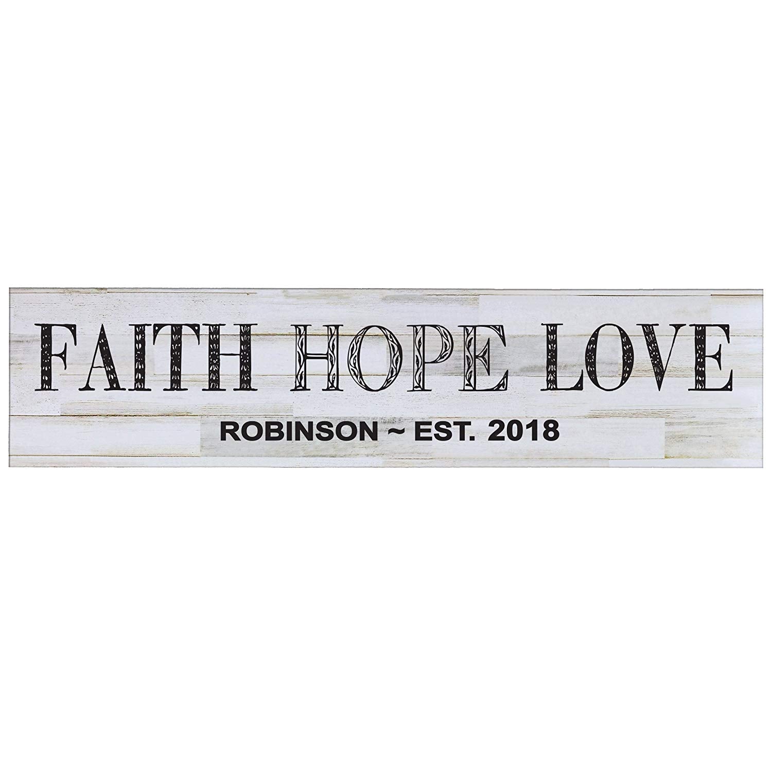 Faith Hope Love Wooden Wall Sign Art Size 10 x 40 - LifeSong Milestones