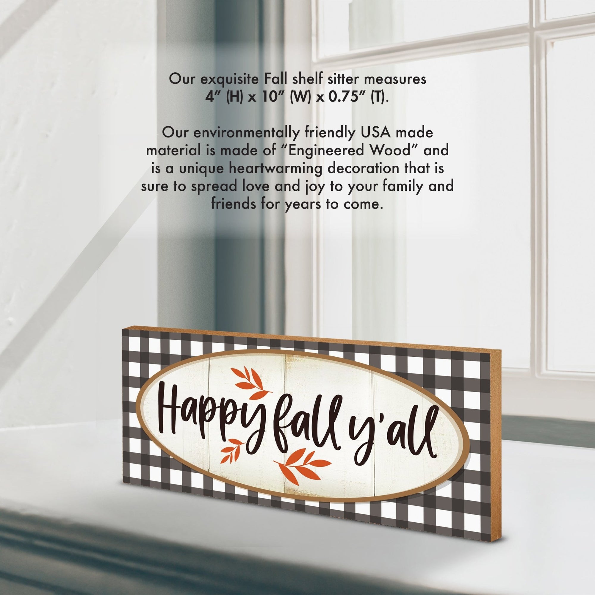 Fall Themed Unique Shelf Décor and Tabletop Signs for Home Decor - Happy Fall Y’all - LifeSong Milestones