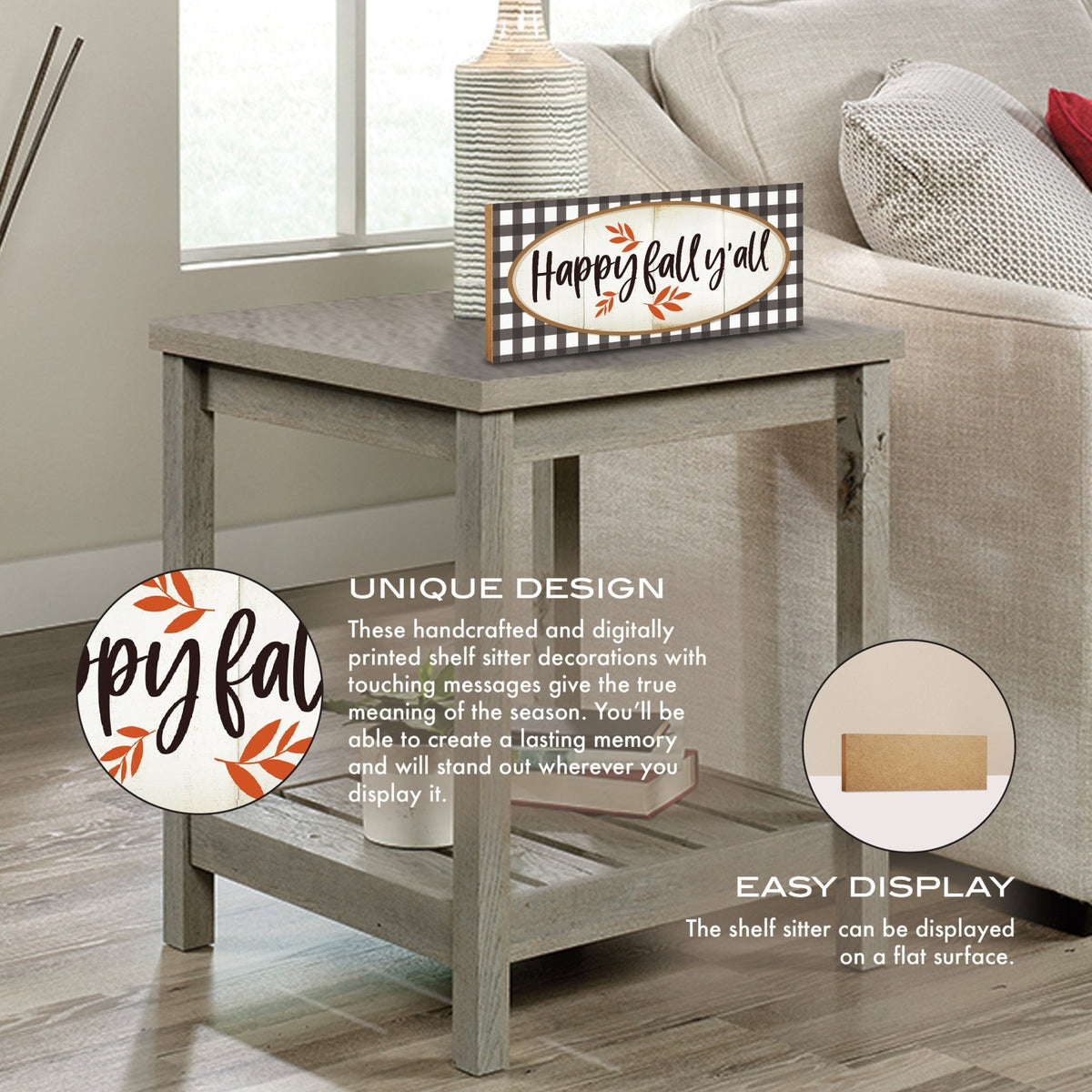 Fall Themed Unique Shelf Décor and Tabletop Signs for Home Decor - Happy Fall Y’all - LifeSong Milestones