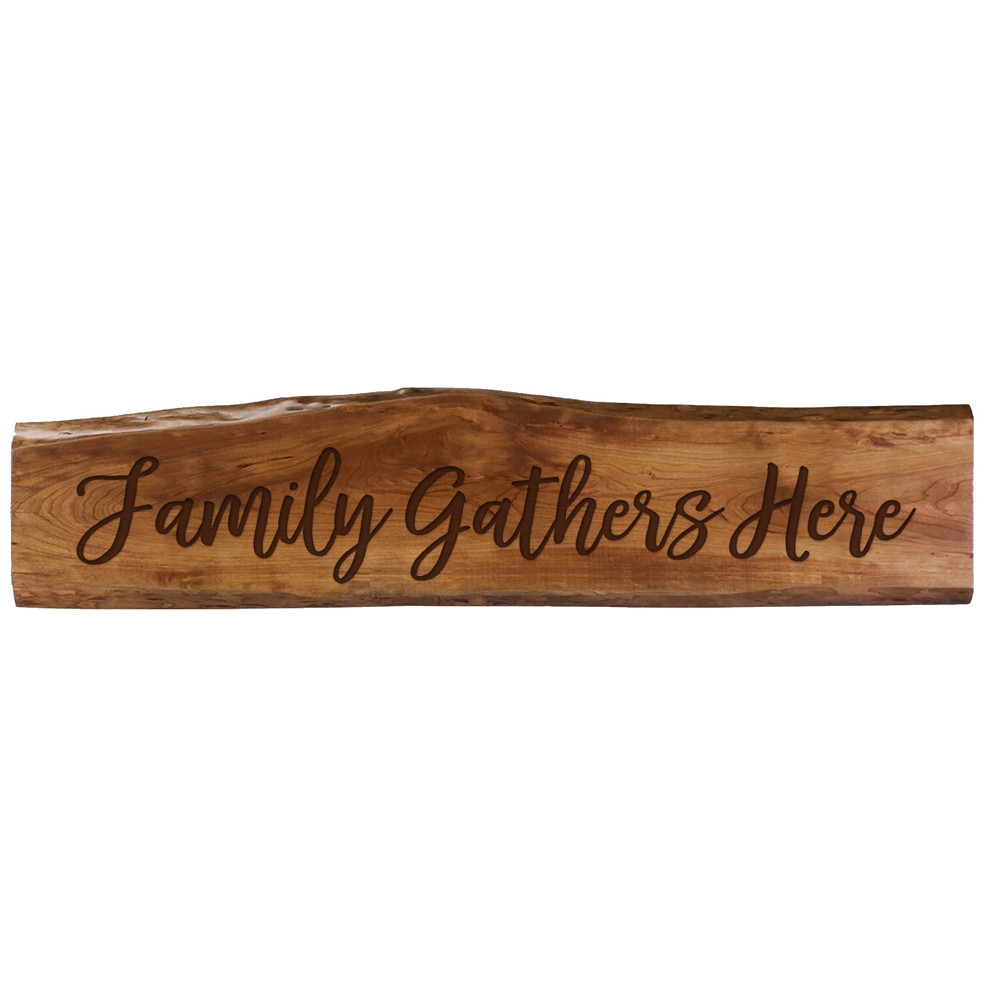 Family Gathers Here Live Edge Wall Hanging Decor - LifeSong Milestones
