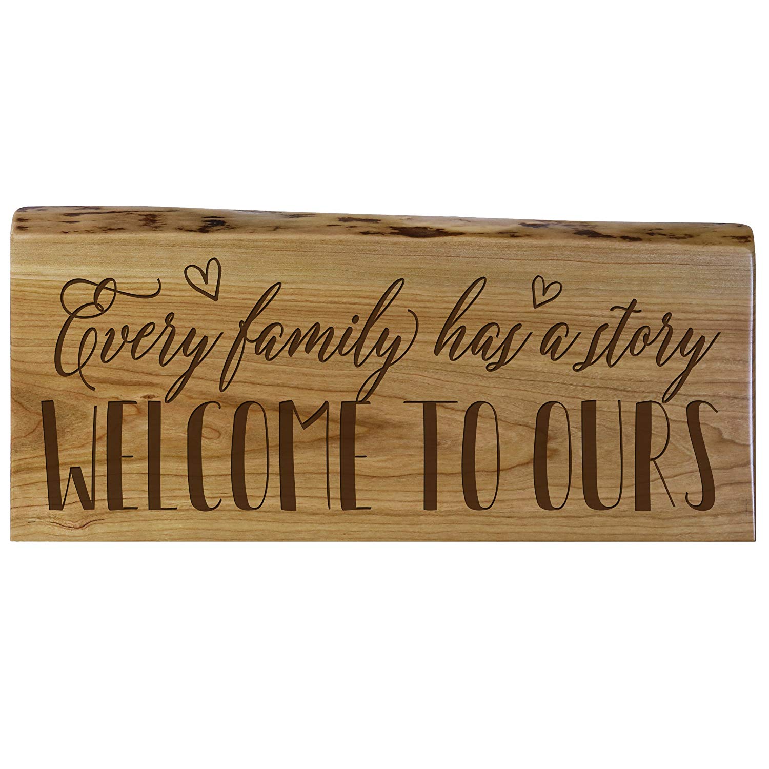 Family Gift Natural Cherry Live Edge Wood Wall Plaque Wedding Gift - LifeSong Milestones