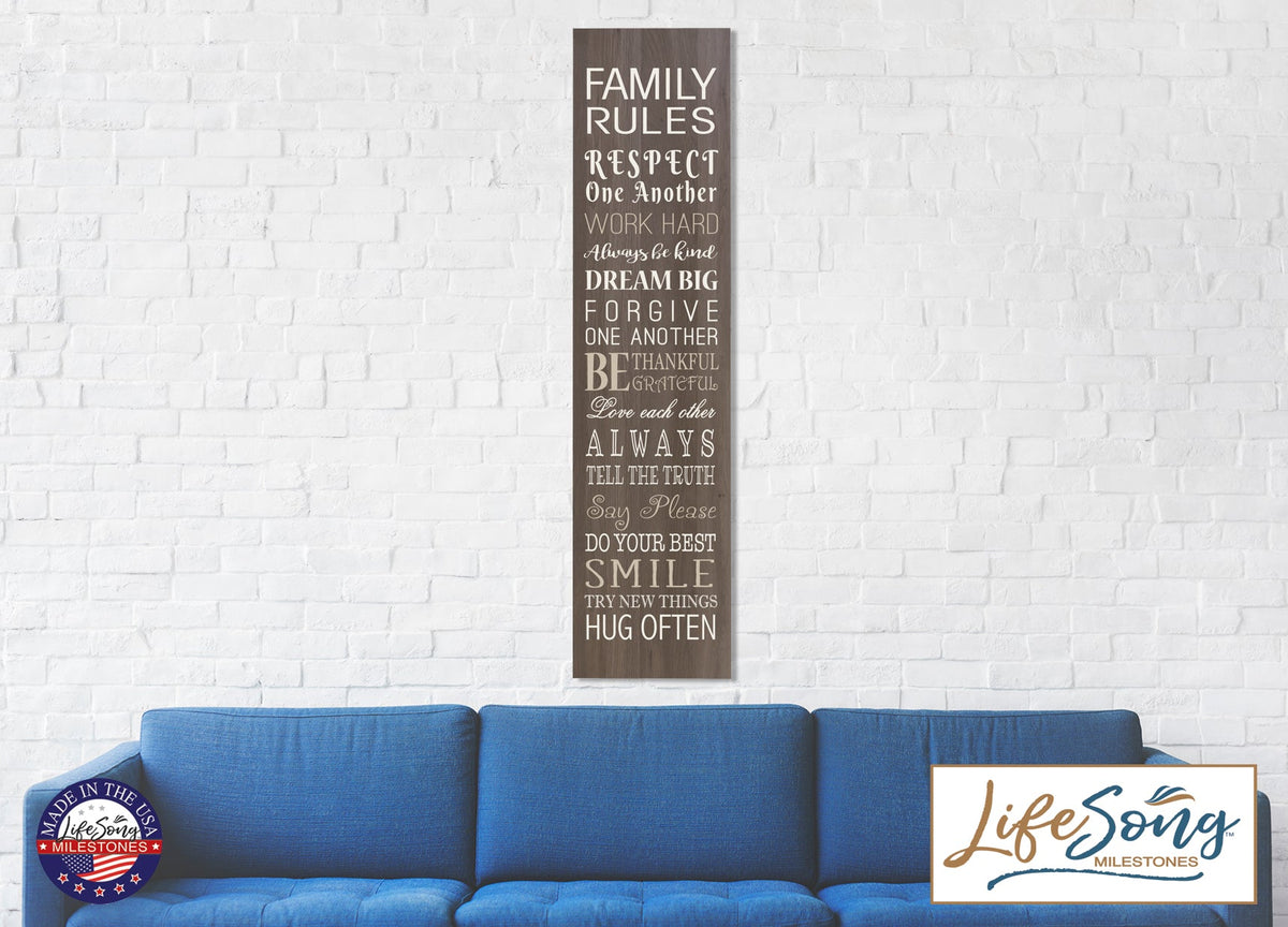 Family Rules Decorative Wooden Wall Art Sign - LifeSong Milestones