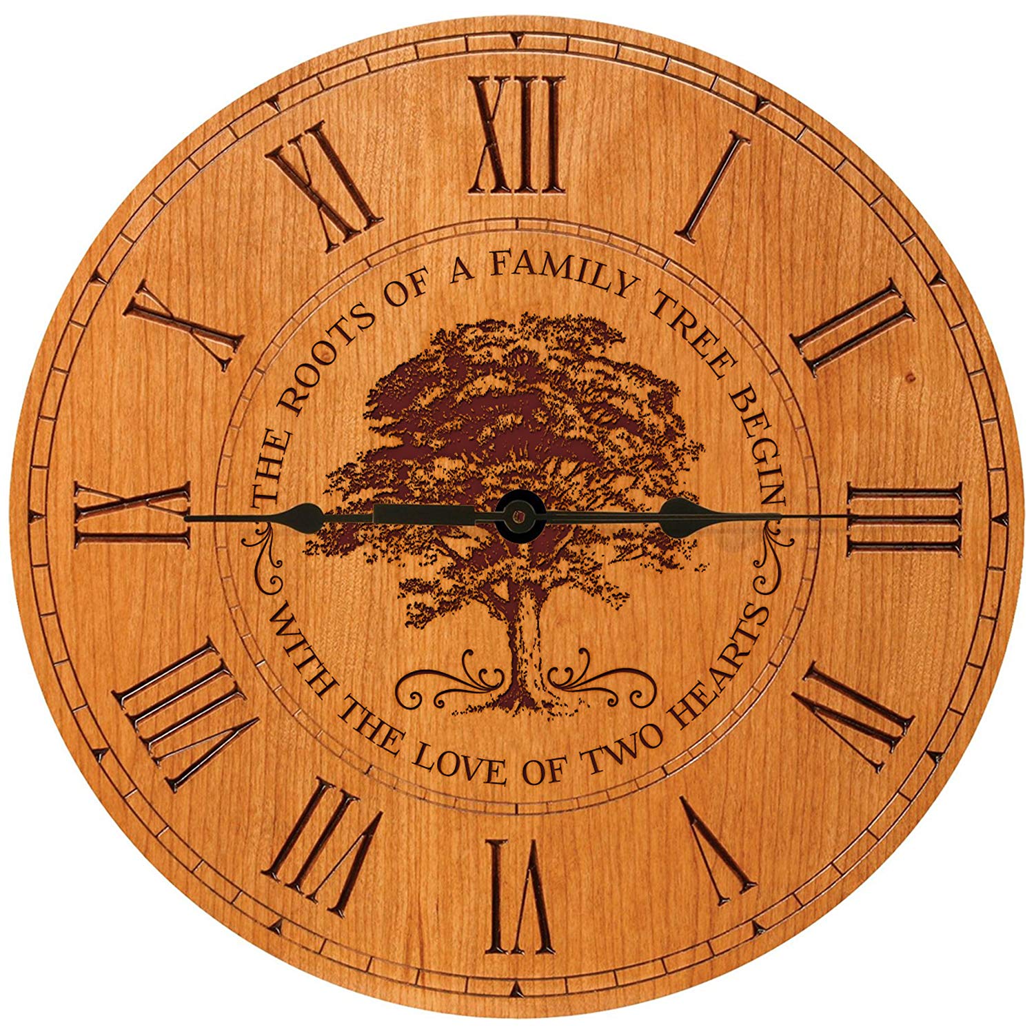 Family Wall Clock - Family Trees Begin With The Love Of Two Hearts - LifeSong Milestones