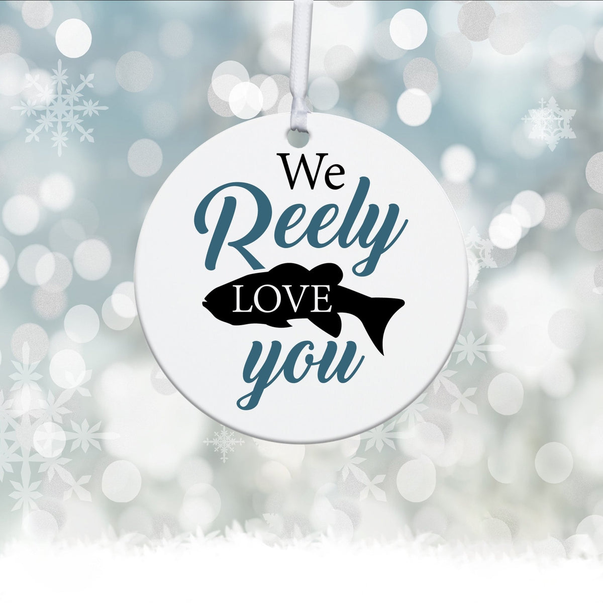 Fishing Dad White Ornament With Inspirational Message Gift Ideas - We Reely Love You! - LifeSong Milestones