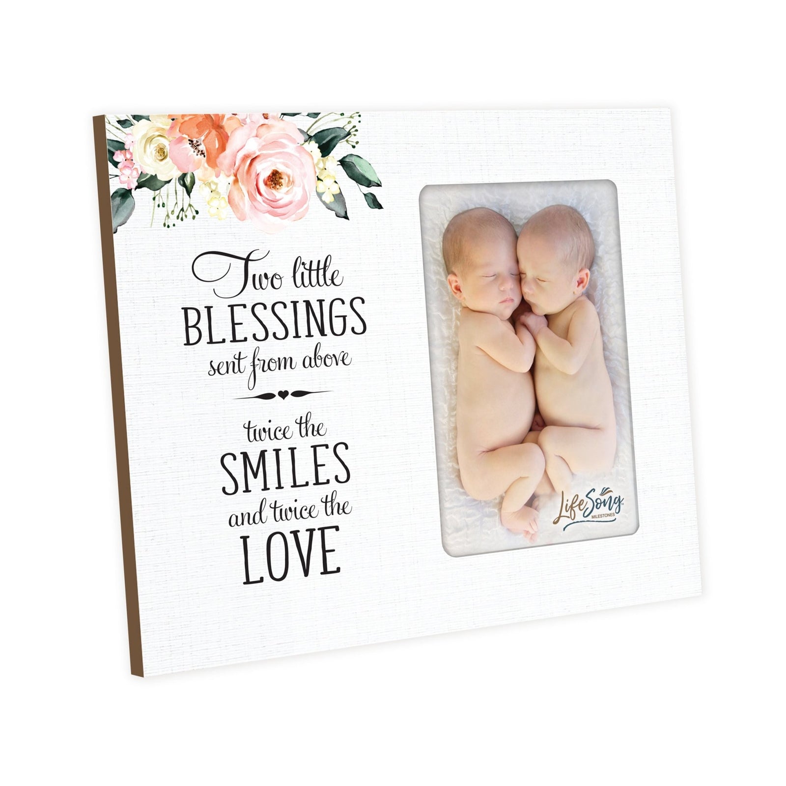 Newborn Baby Twins Announcement Wooden Wall And Tabletop Photo Frame For New Parents Gift Ideas - Twice The Love