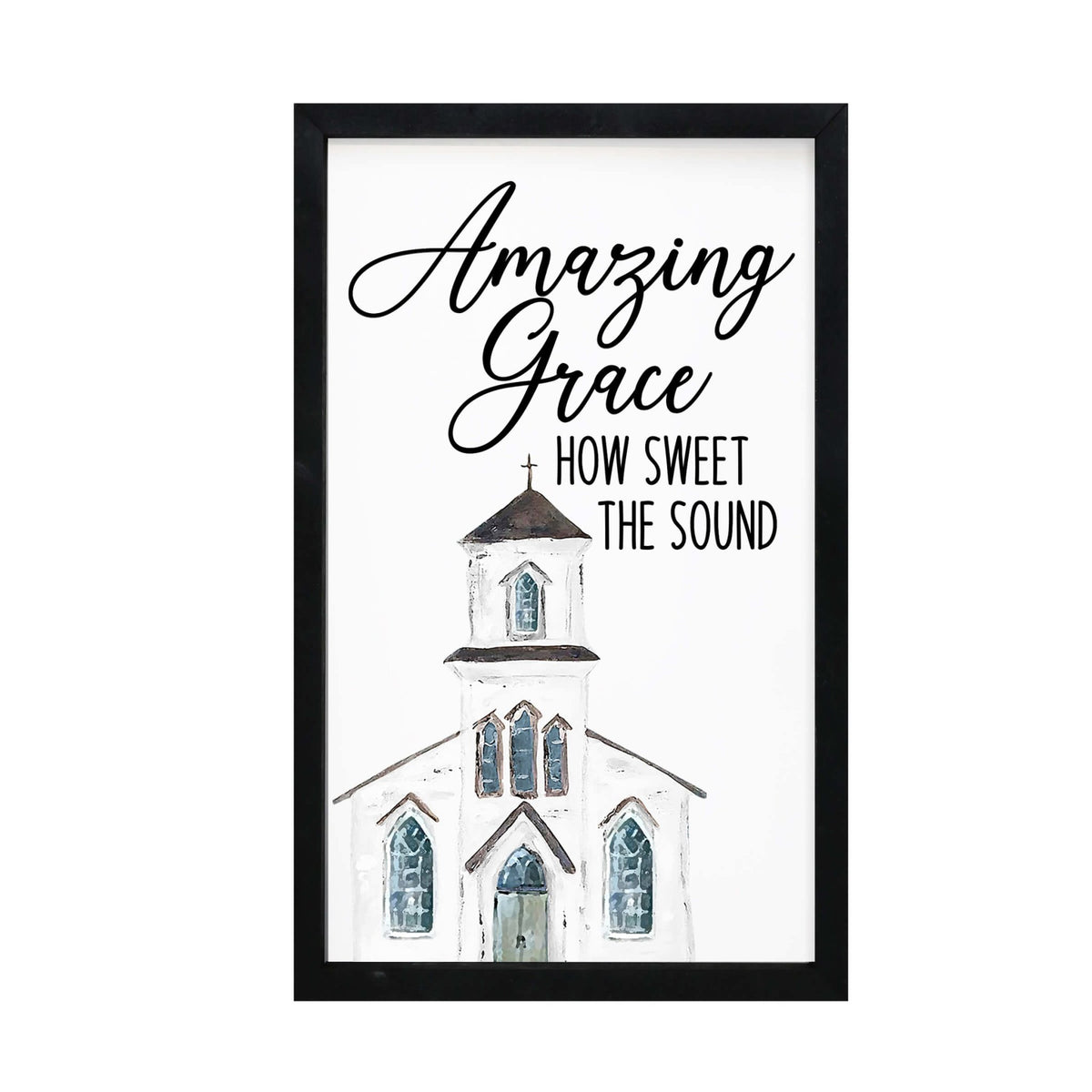 Framed Shadow Box White Church Wall Décor – Amazing Grace - LifeSong Milestones
