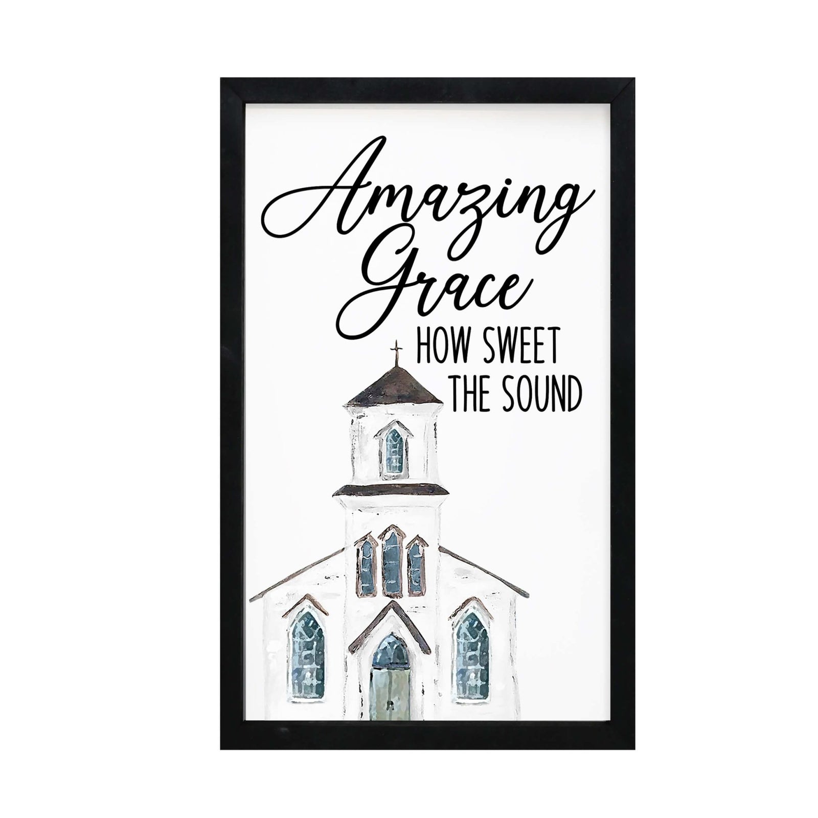 Framed Shadow Box White Church Wall Décor – Amazing Grace - LifeSong Milestones