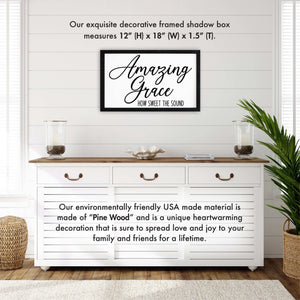 Framed Shadow Box White Church Wall Décor – Amazing Grace - LifeSong Milestones