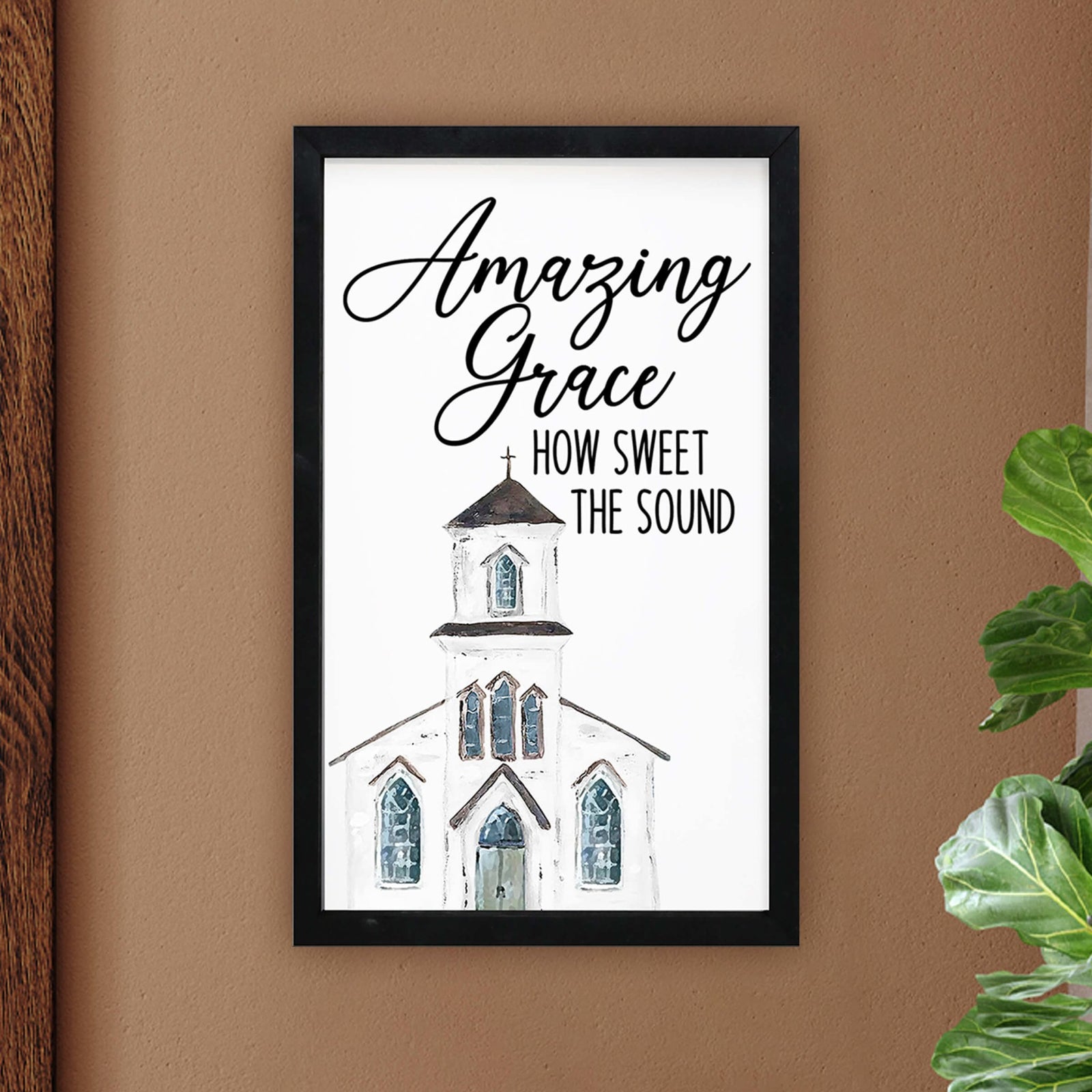 Framed Shadow Box White Church Wall Décor – Amazing Grace - LifeSong Milestones