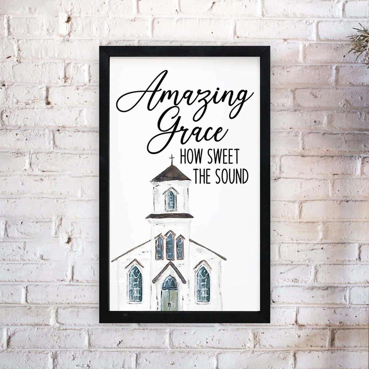 Framed Shadow Box White Church Wall Décor – Amazing Grace - LifeSong Milestones