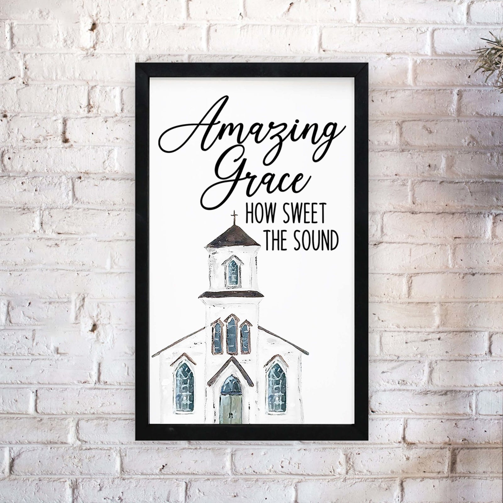 Framed Shadow Box White Church Wall Décor – Amazing Grace - LifeSong Milestones