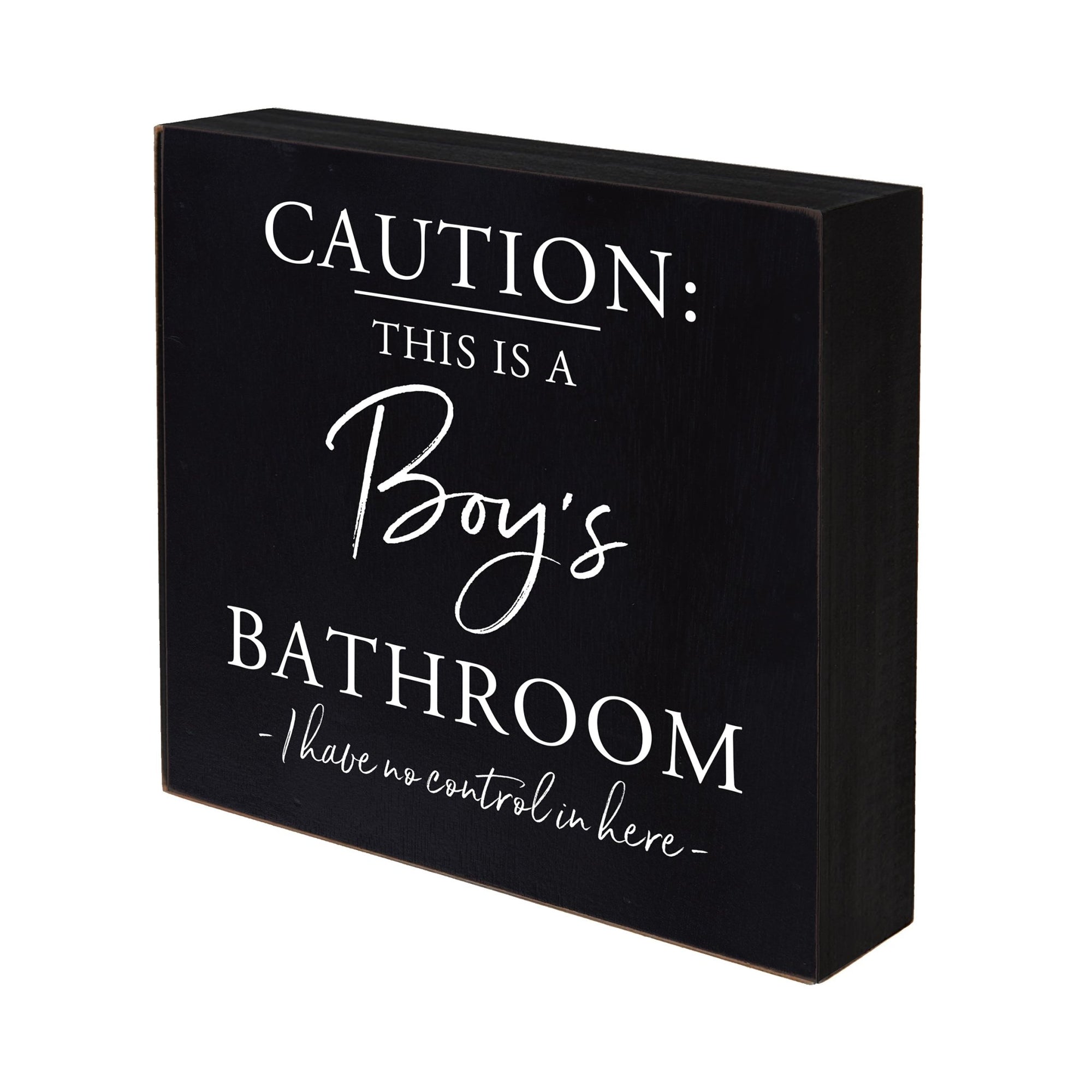 Funny Bathroom Decor 10x10 Shadow Box Caution Boys Bathroom - LifeSong Milestones