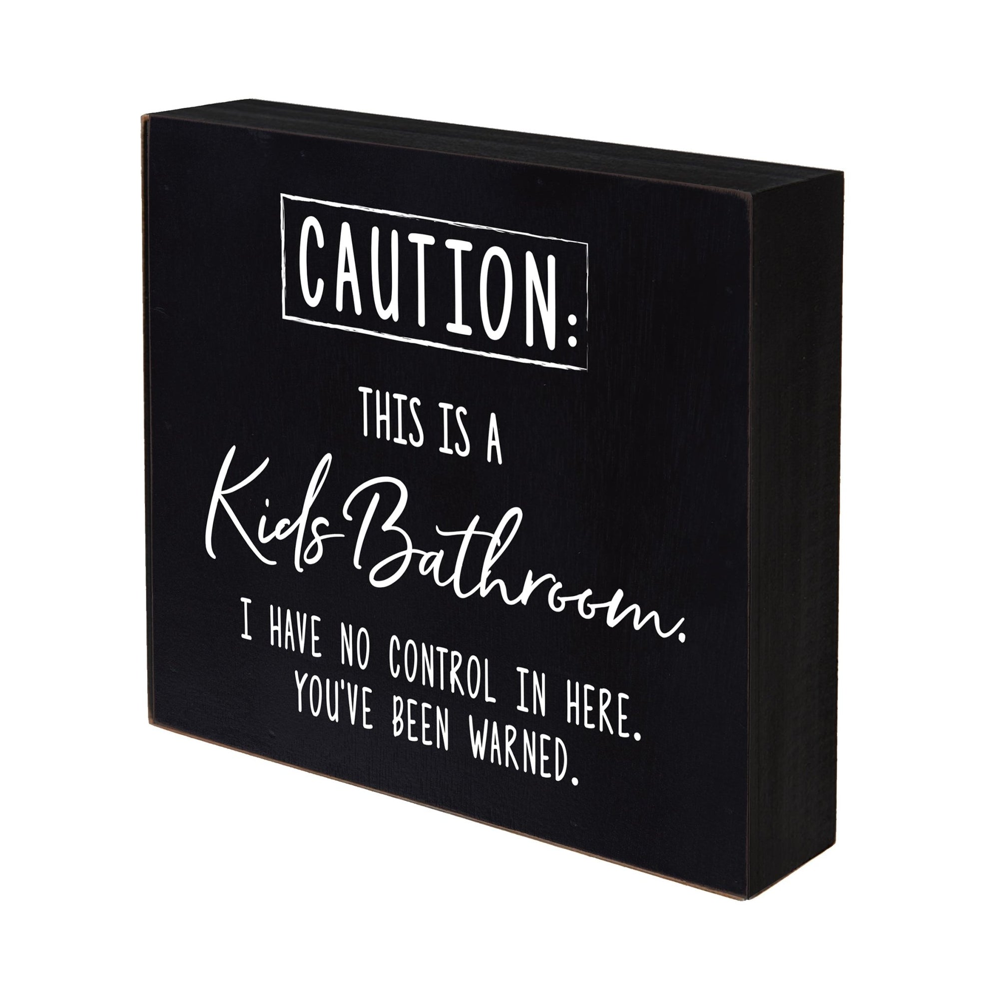 Funny Bathroom Decor 10x10 Shadow Box Caution Kids Bathroom - LifeSong Milestones