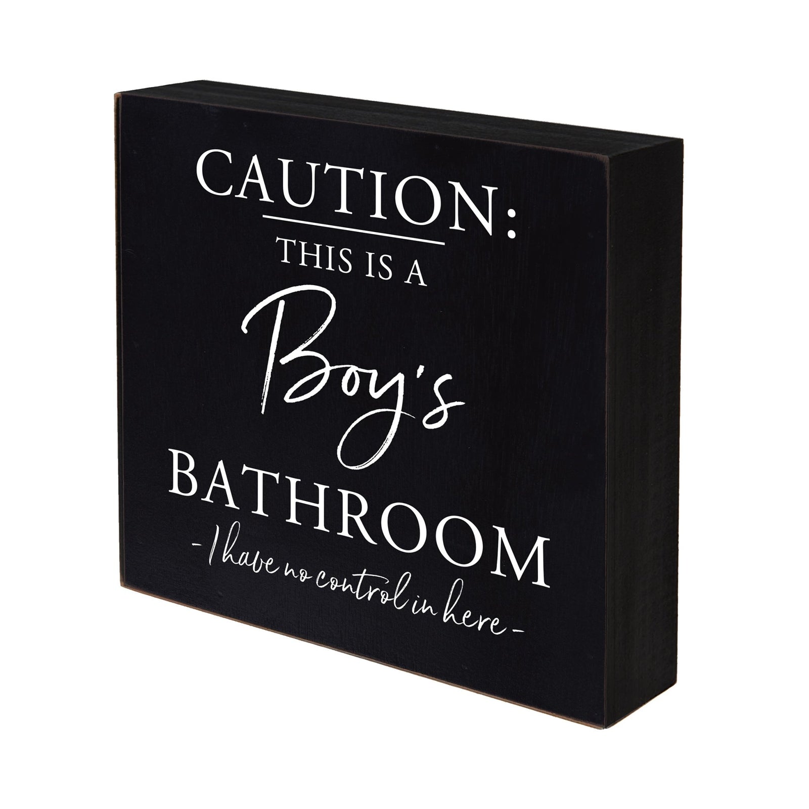 Funny Bathroom Decor 6x6 Shadow Box Caution Boys Bathroom - LifeSong Milestones