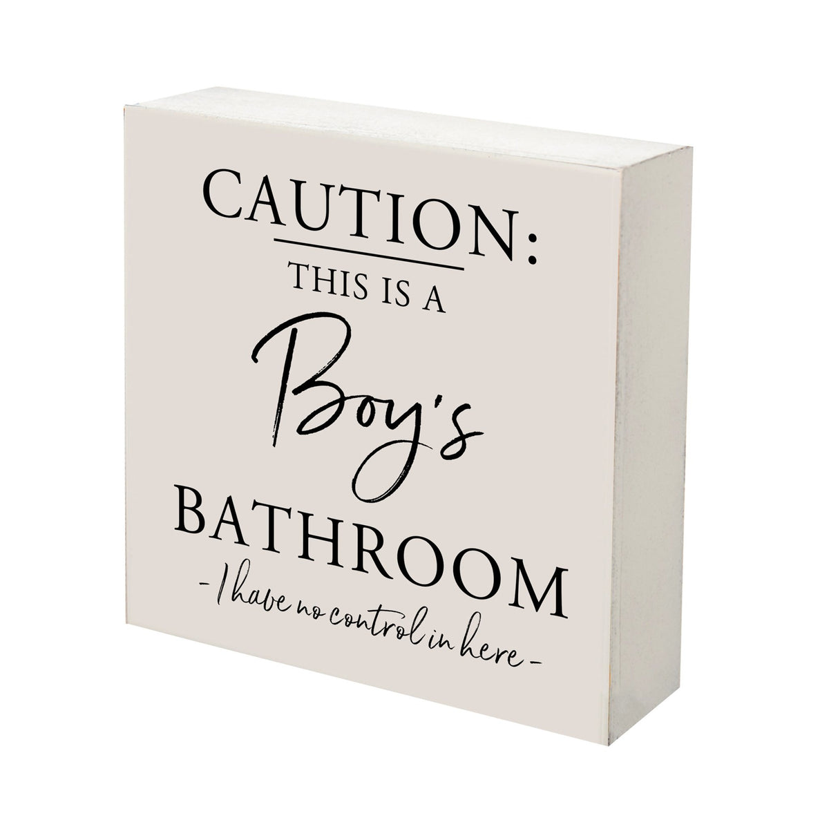 Funny Bathroom Decor 6x6 Shadow Box Caution Boys Bathroom - LifeSong Milestones