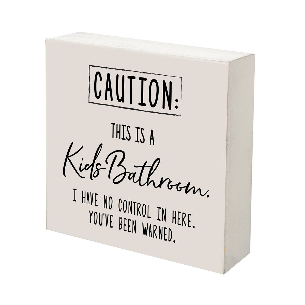 Funny Bathroom Decor 6x6 Shadow Box Caution Kids Bathroom - LifeSong Milestones