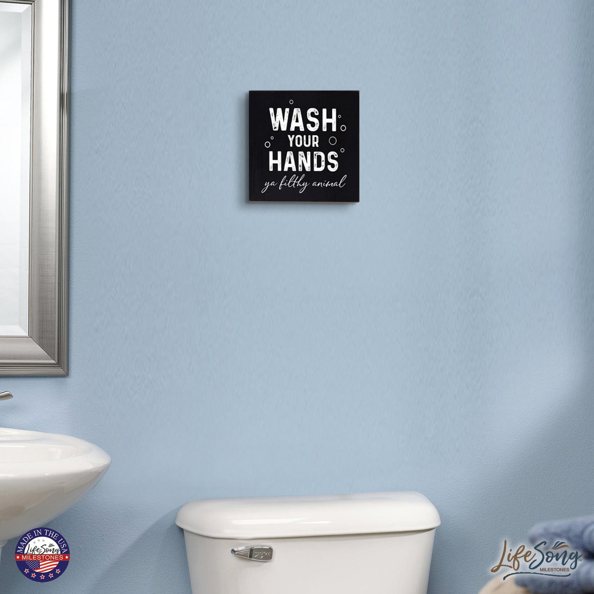 Funny Bathroom Decor 6x6 Shadow Box Wash Your Hands - LifeSong Milestones