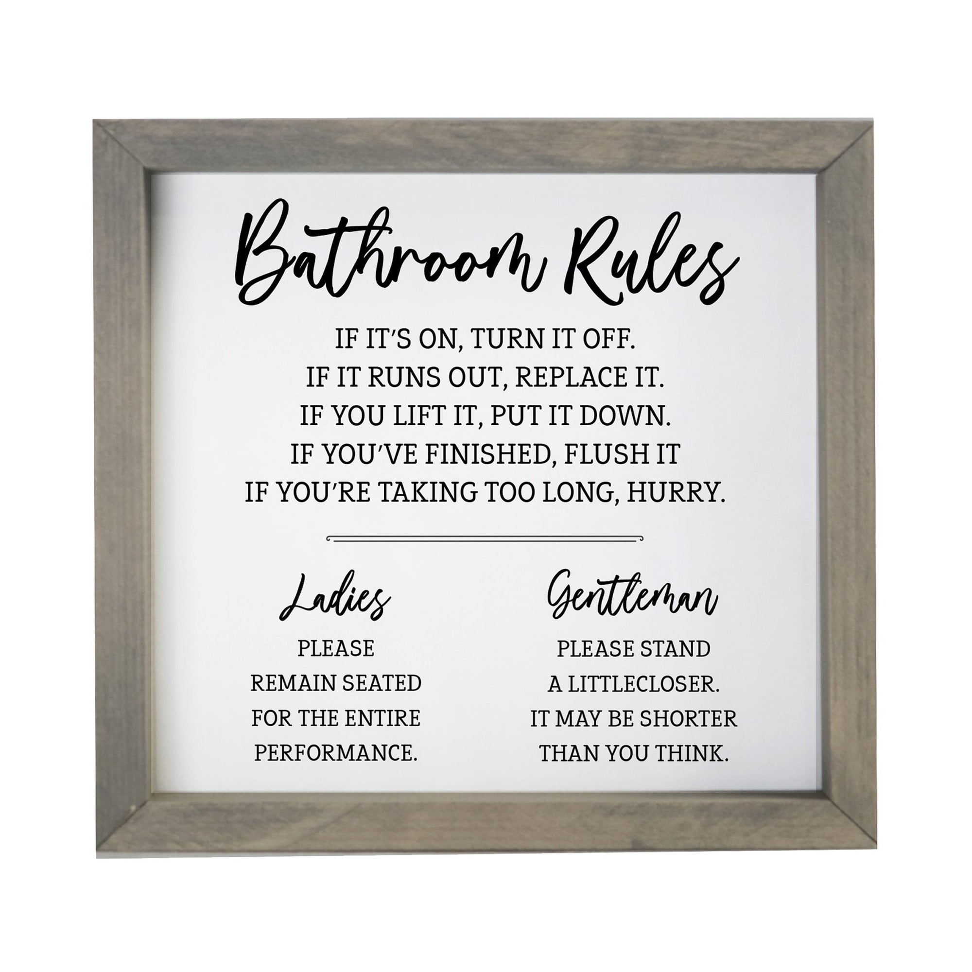 Funny Bathroom Decor Framed Shadow Box 11.5x11.5 (Bathroom Rules Ladies) - LifeSong Milestones