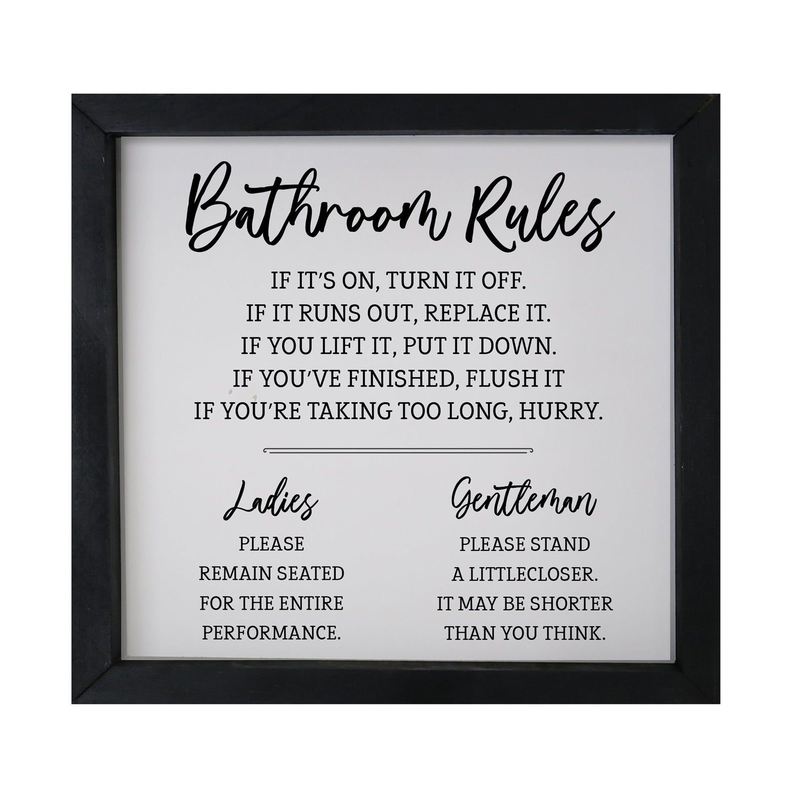 Funny Bathroom Decor Framed Shadow Box 11.5x11.5 (Bathroom Rules Ladies) - LifeSong Milestones