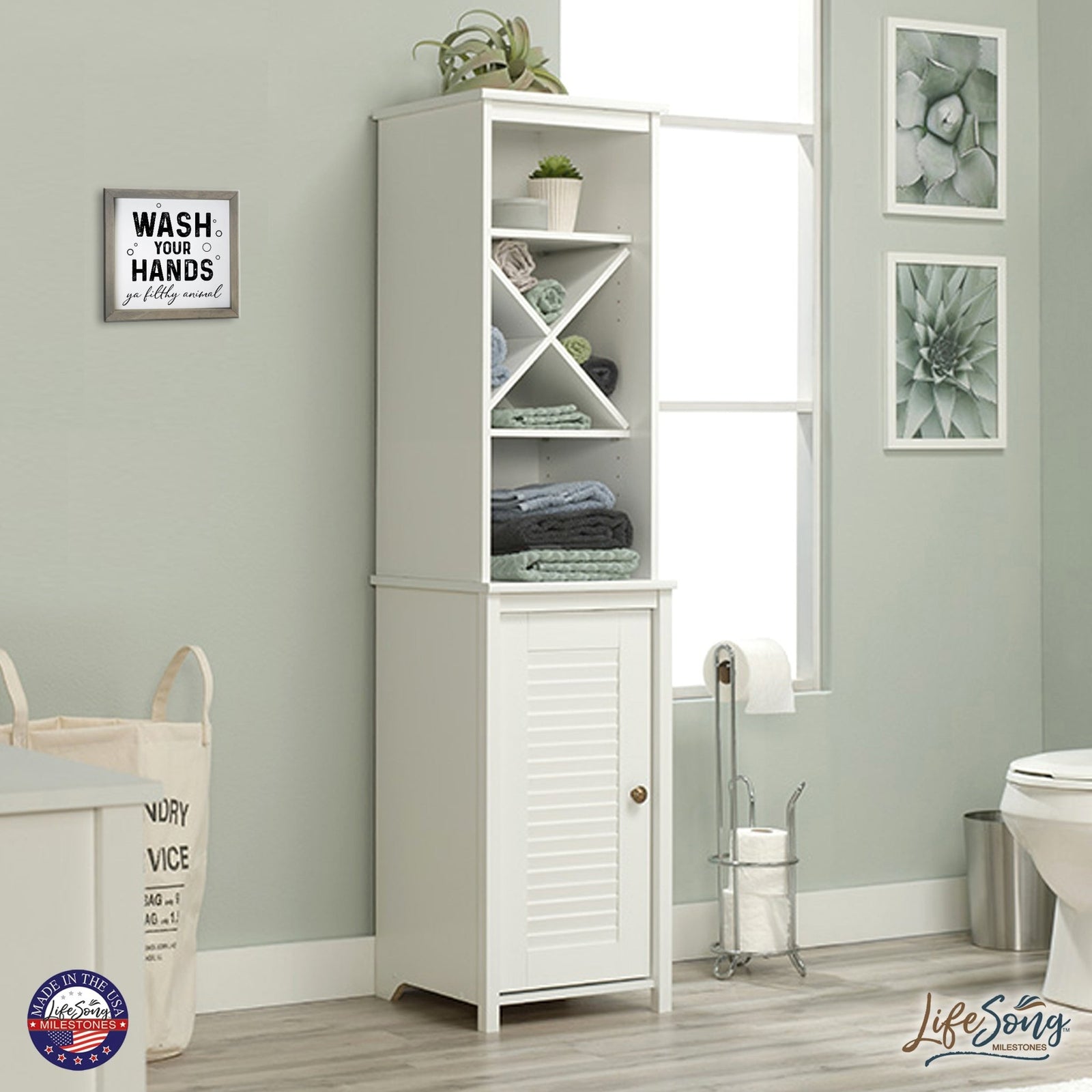 Funny Bathroom Decor Framed Shadow Box 11.5x11.5 (Wash Your Hands Filthy) - LifeSong Milestones