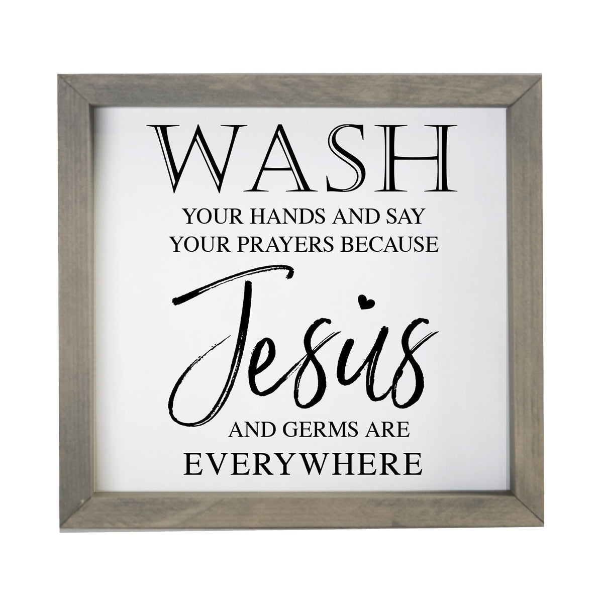 Funny Bathroom Decor Framed Shadow Box 11.5x11.5 (Wash Your Hands Jesus) - LifeSong Milestones
