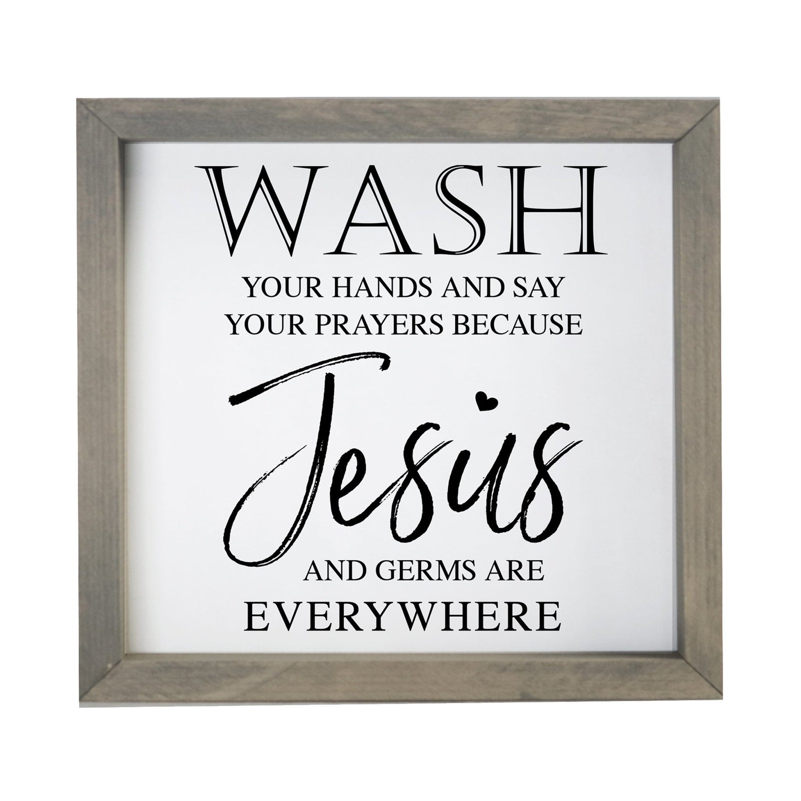Funny Bathroom Decor Framed Shadow Box 11.5x11.5 (Wash Your Hands Jesus) - LifeSong Milestones
