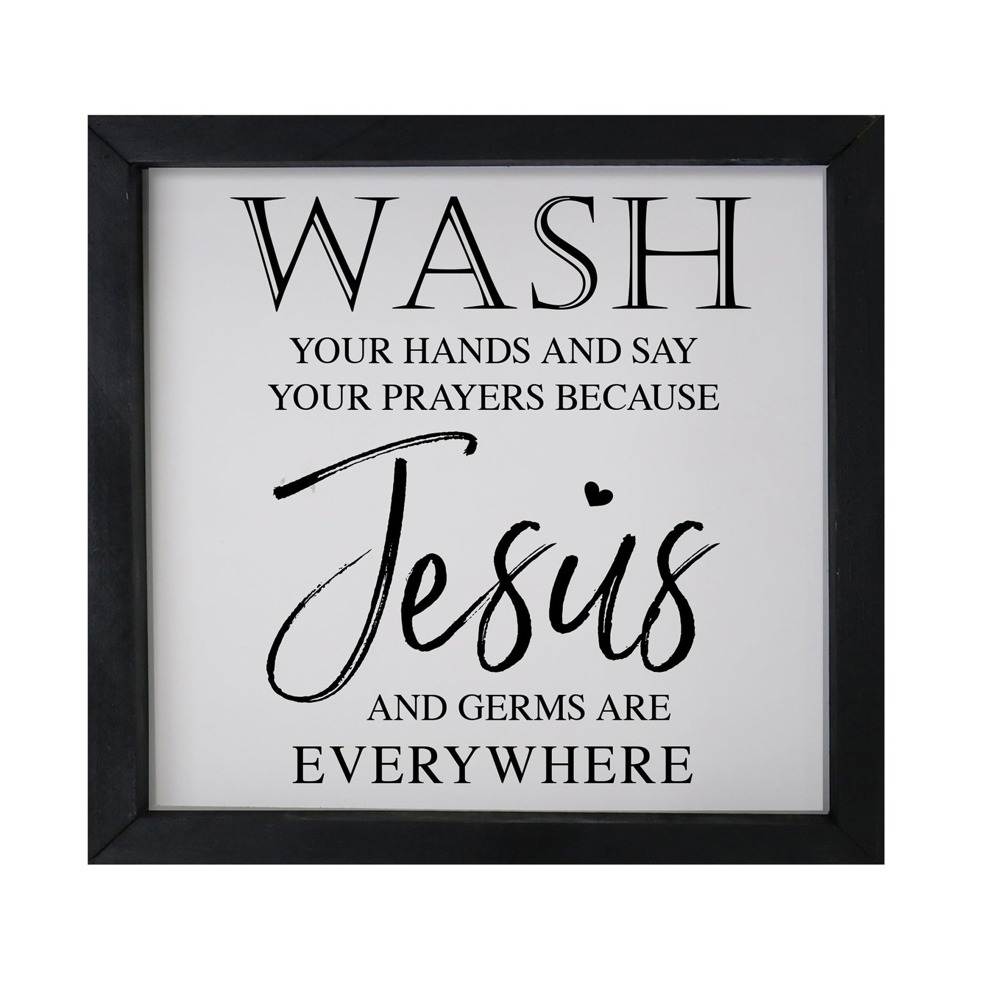 Funny Bathroom Decor Framed Shadow Box 11.5x11.5 (Wash Your Hands Jesus) - LifeSong Milestones