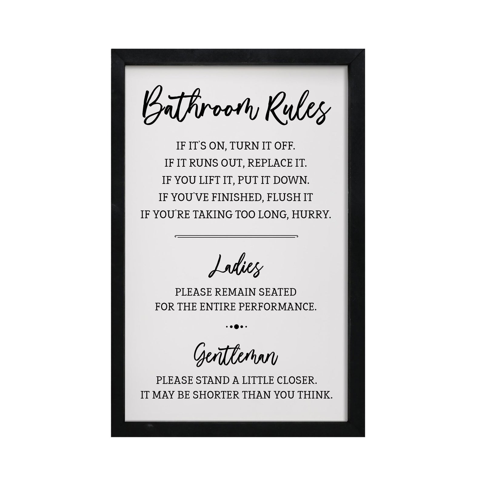 Funny Bathroom Decor Framed Shadow Box 7x10in (Bathroom Rules Ladies) - LifeSong Milestones