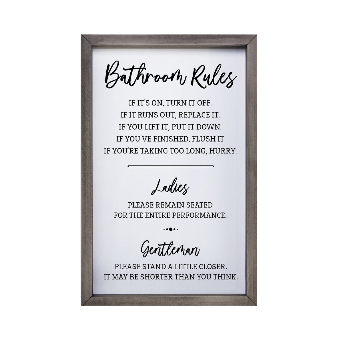 Funny Bathroom Decor Framed Shadow Box 7x10in (Bathroom Rules Ladies) - LifeSong Milestones