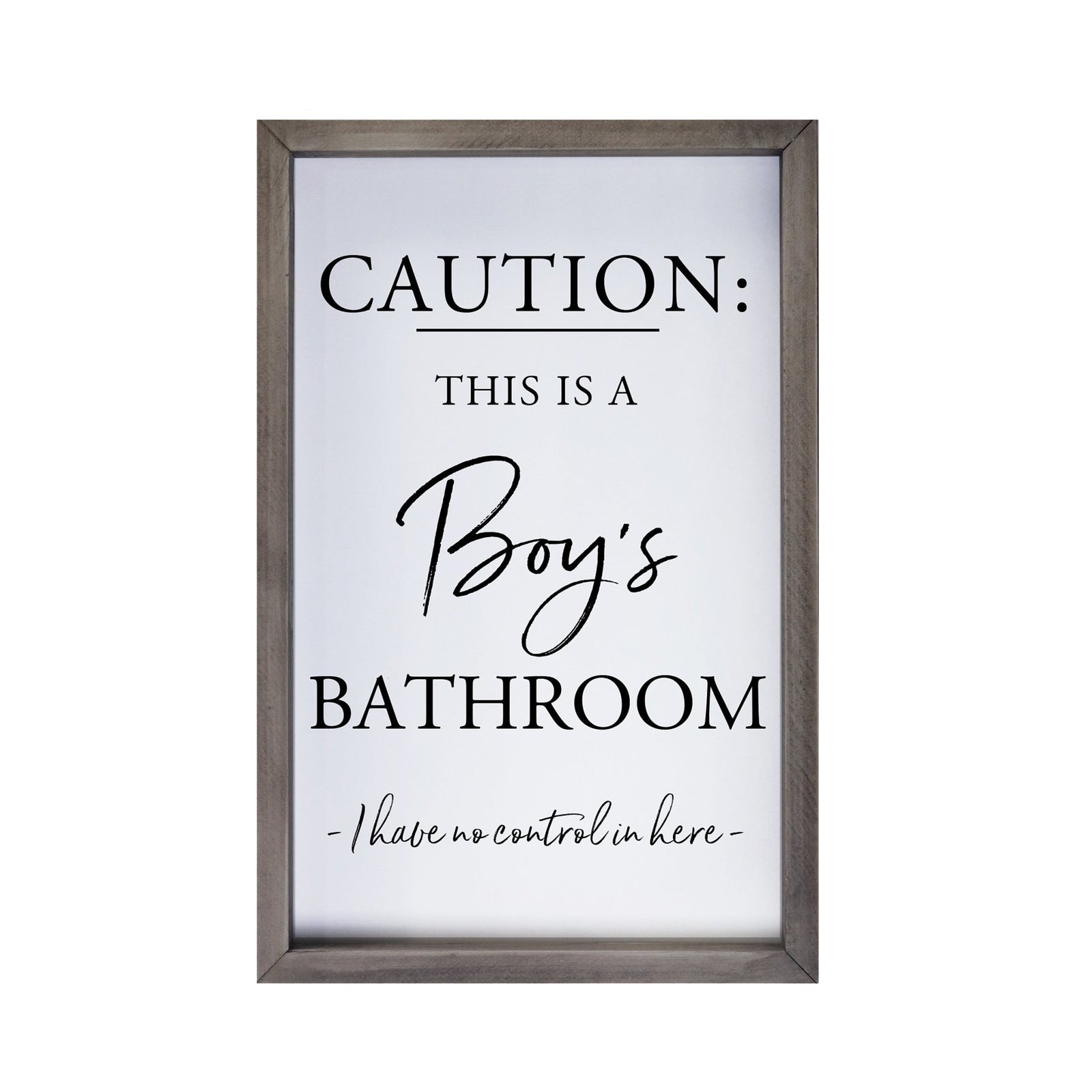 Funny Bathroom Decor Framed Shadow Box 7x10in (Caution Boys Bathroom) - LifeSong Milestones