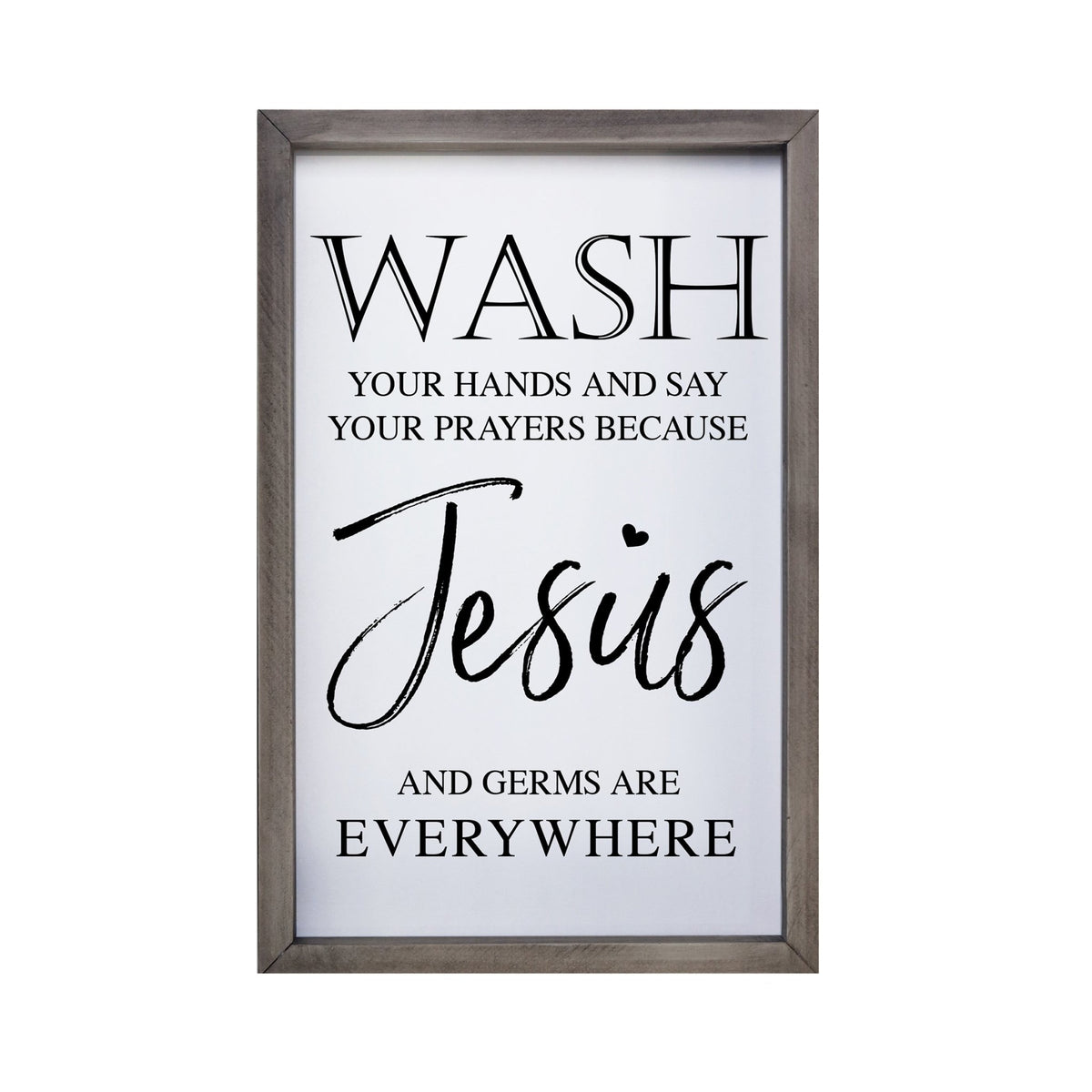 Funny Bathroom Decor Framed Shadow Box 7x10in (Wash Your Hands Jesus) - LifeSong Milestones