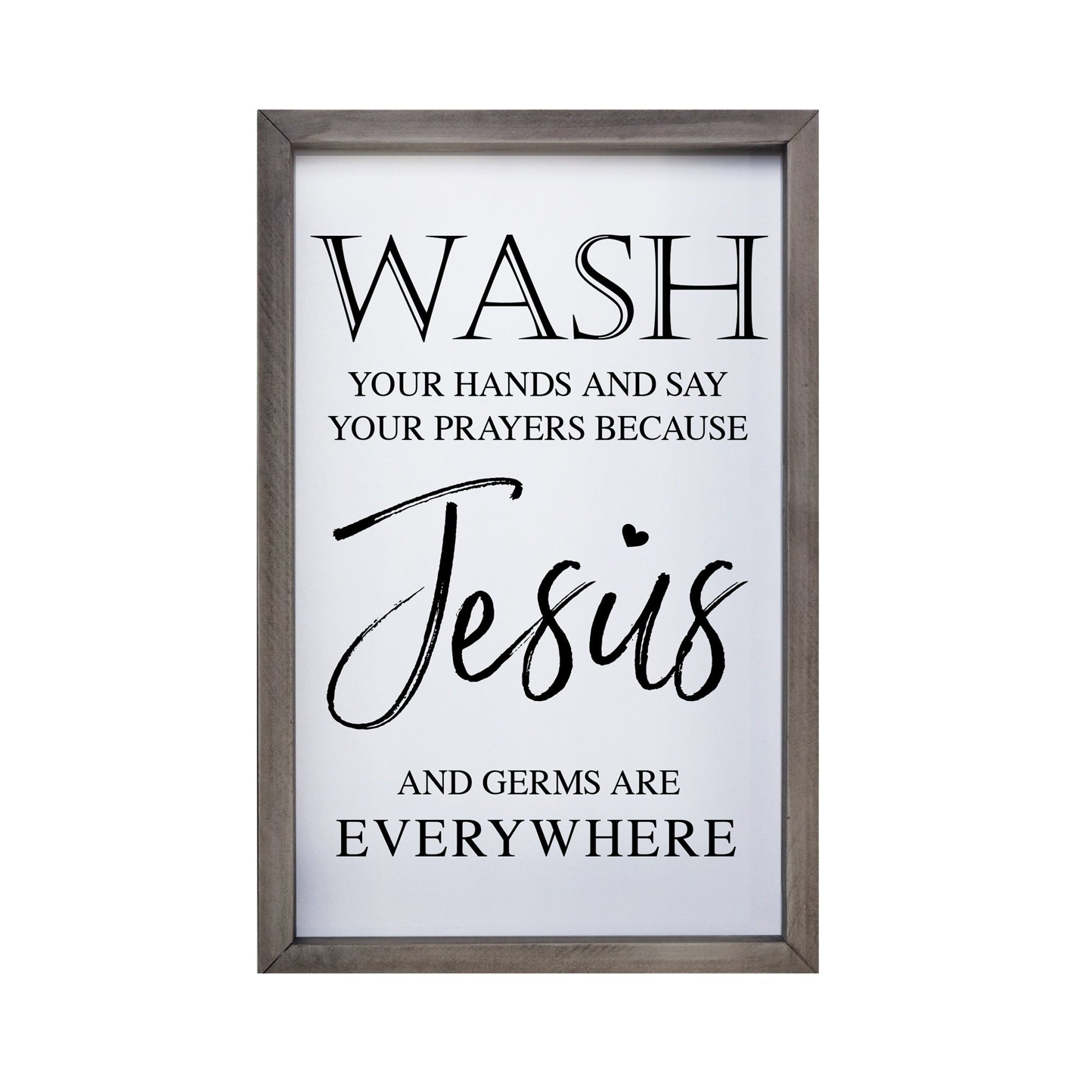 Funny Bathroom Decor Framed Shadow Box 7x10in (Wash Your Hands Jesus) - LifeSong Milestones