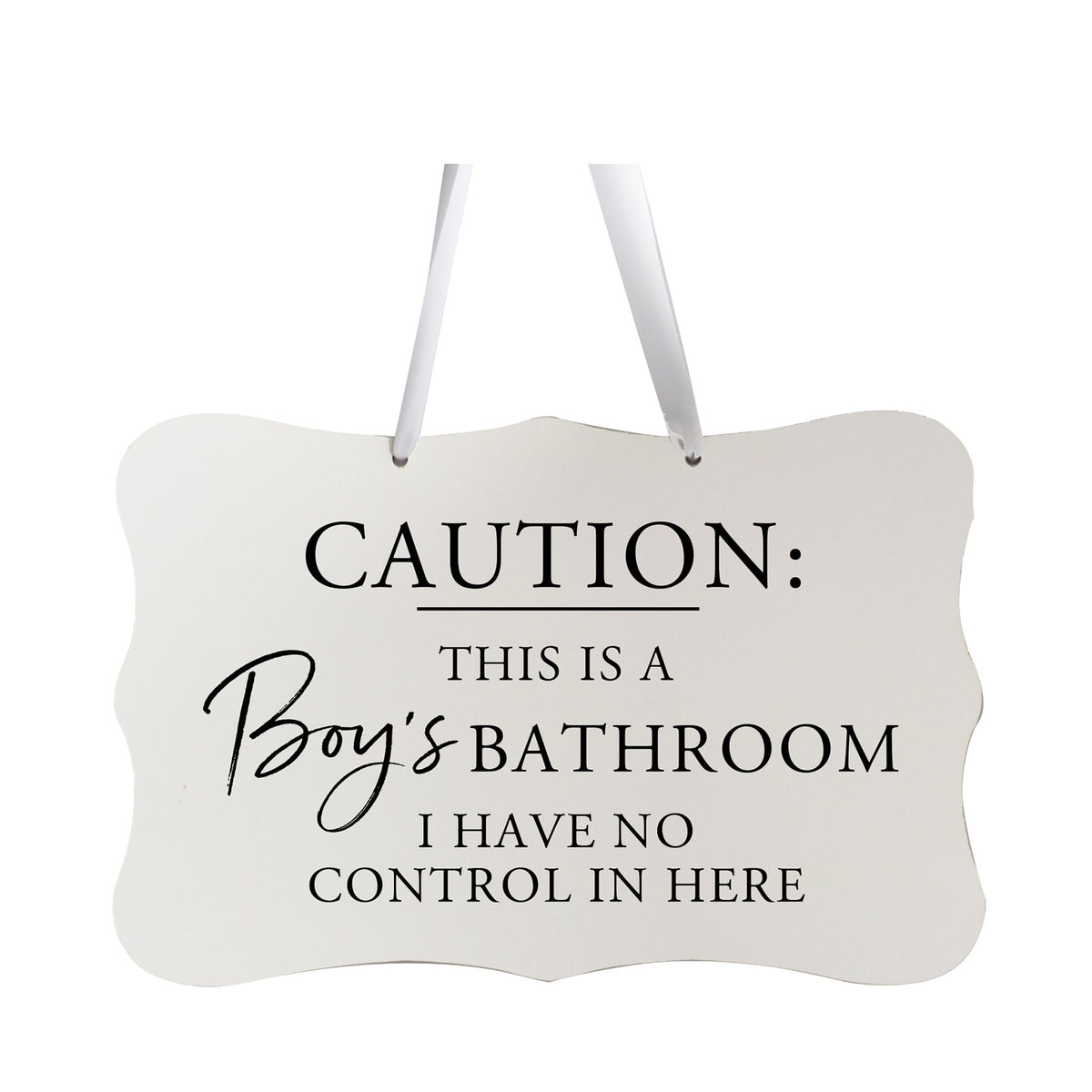 Funny Boys Bathroom Wooden Wall Sign -Caution Boys Bathroom 8” x 12” - LifeSong Milestones